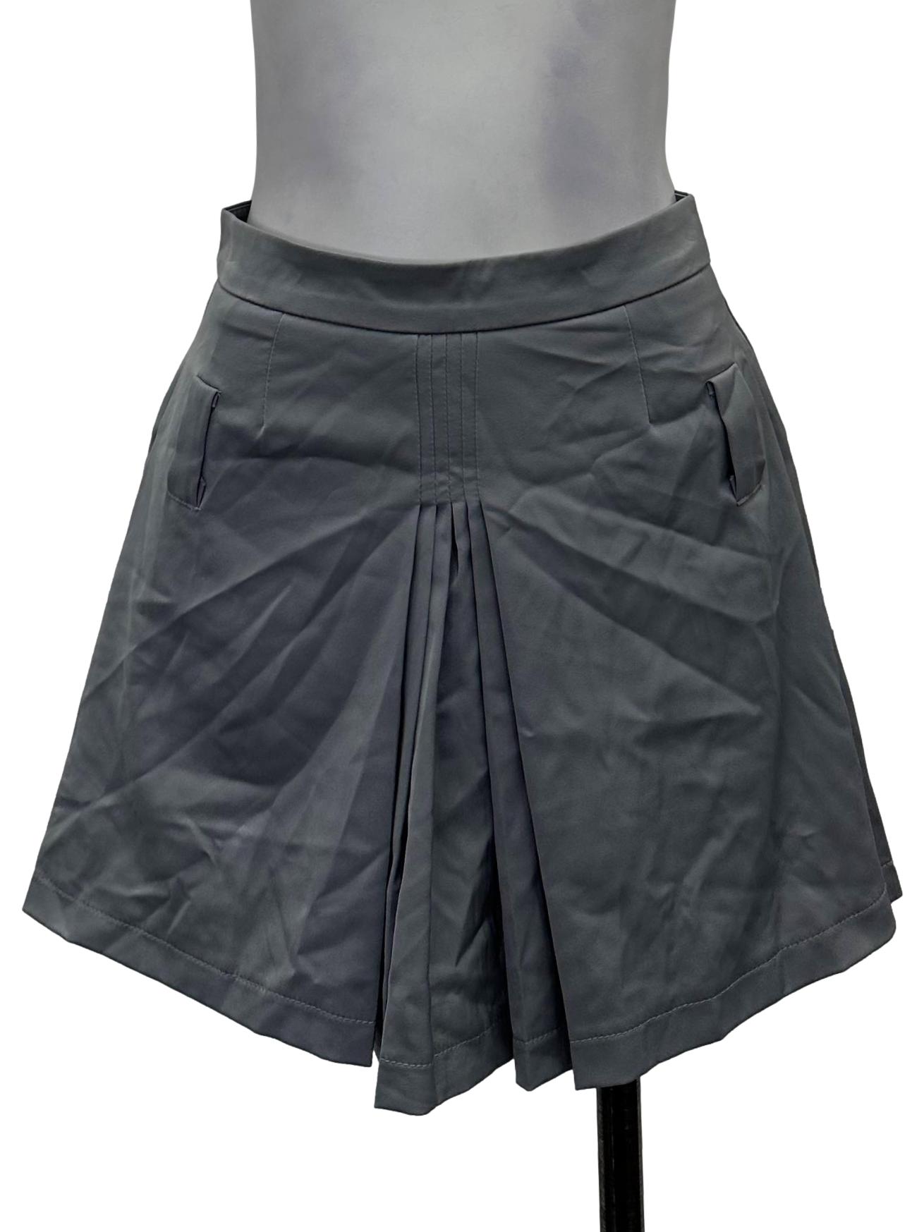 Dusty Blue Satin Pleated Skorts