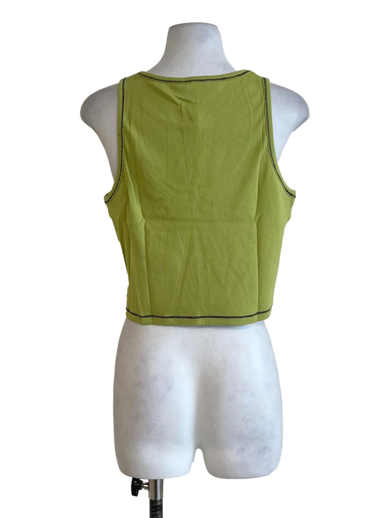 Green Cherry Contrast Racercut Top