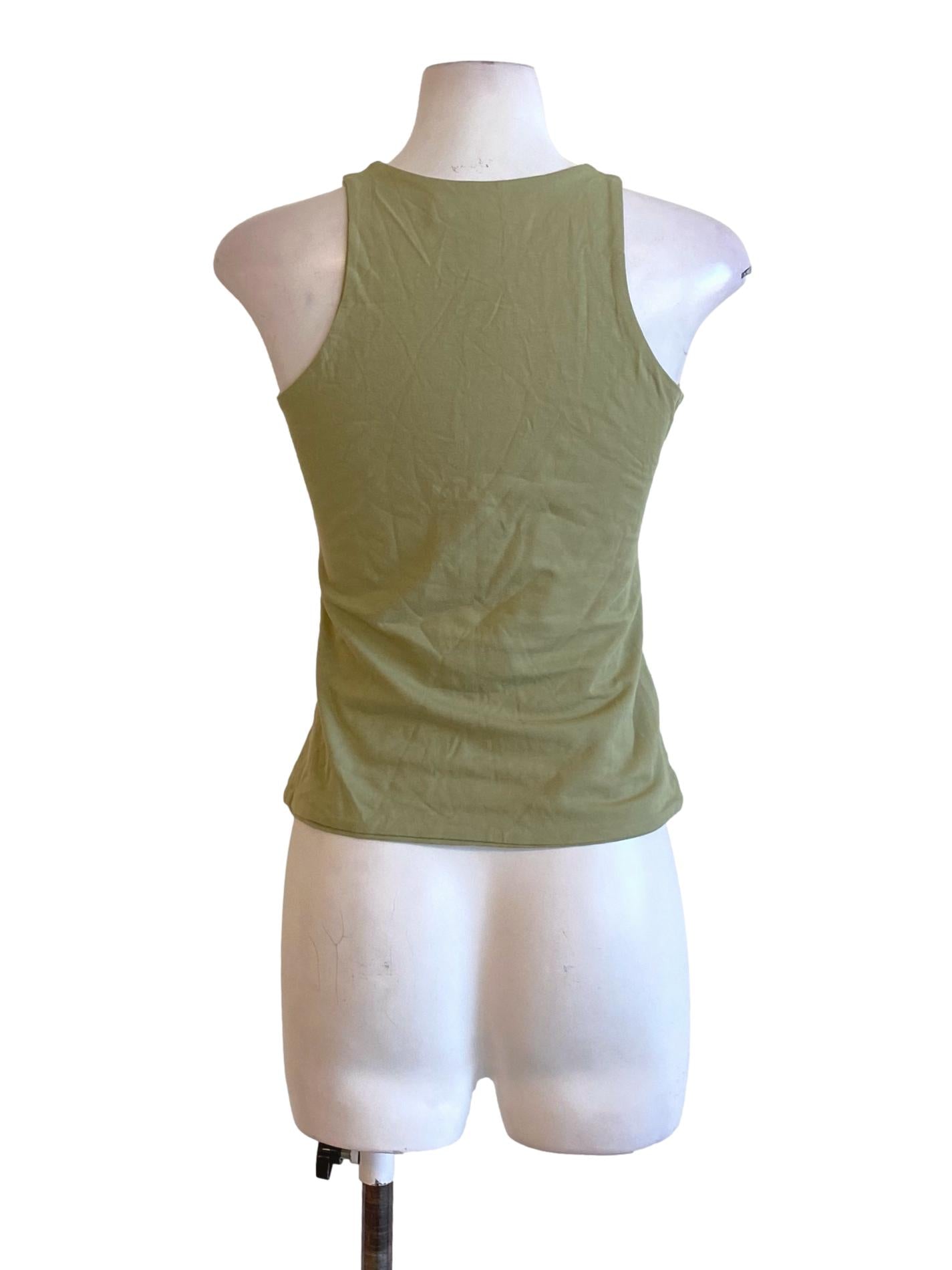 Olive Green Round Neck Sleeveless Fit Tank Top LB