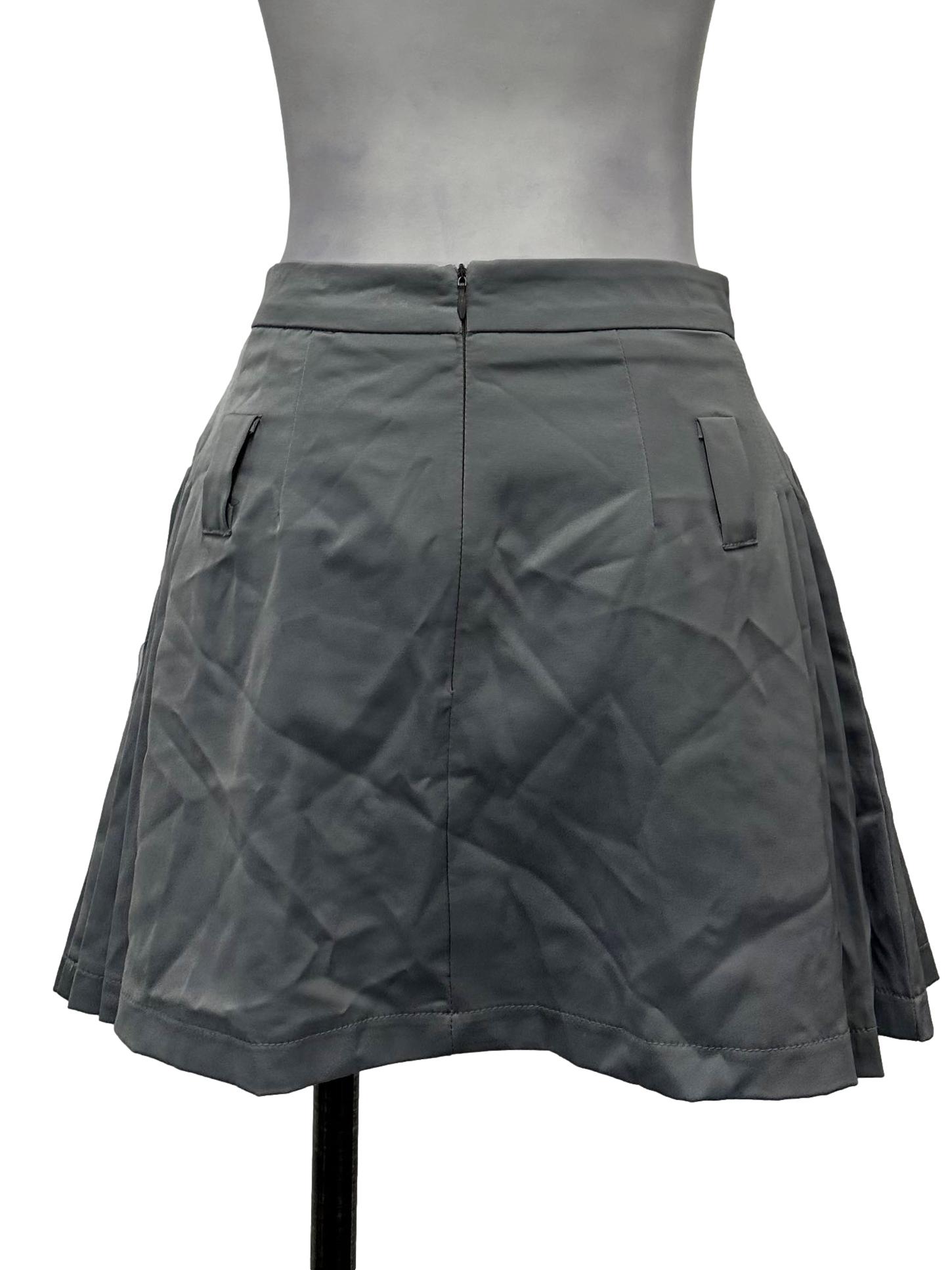 Dusty Blue Satin Pleated Skorts