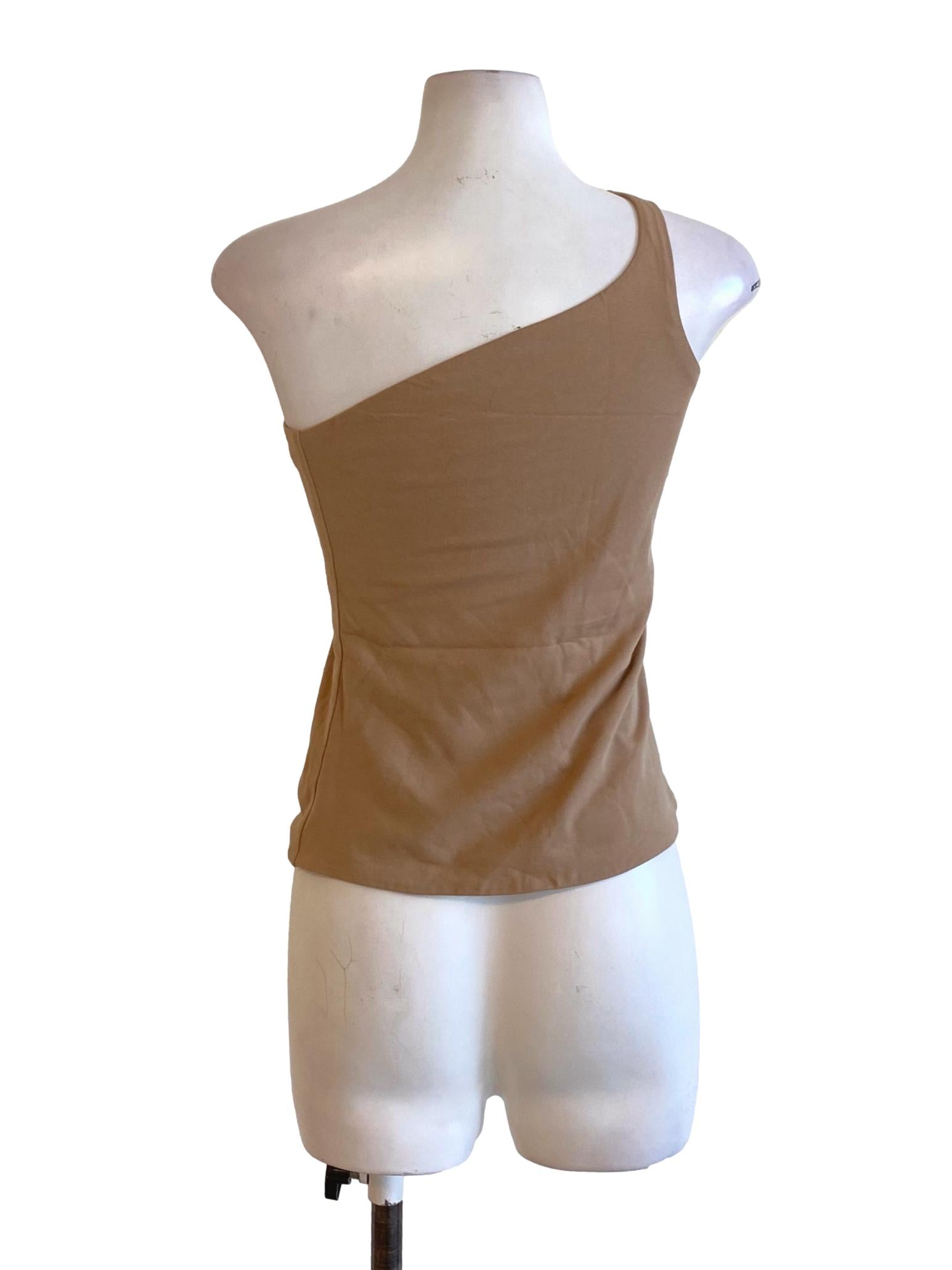 Cedar Brown One Shoulder Fit Tank Top TCL