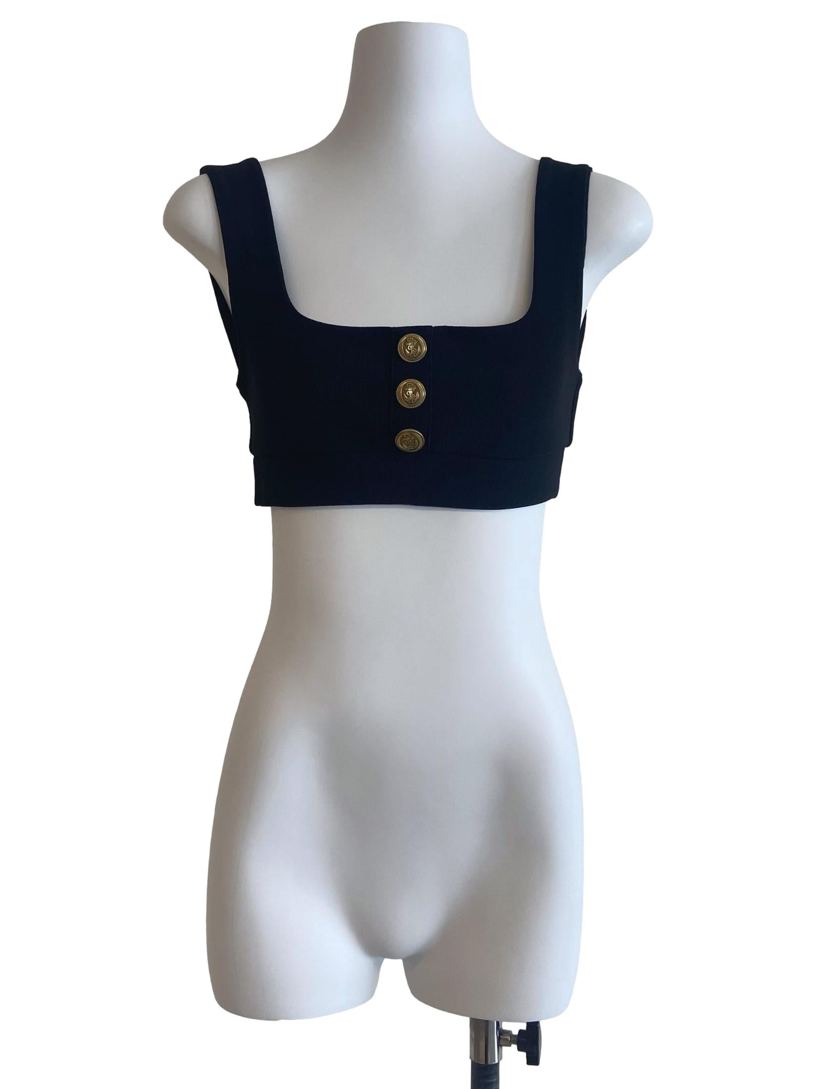 Black Sleeveless Twill Crop Top