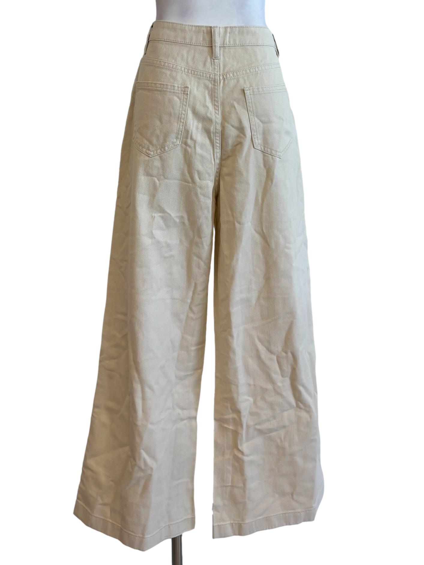Beige Wide Leg Flare Jeans
