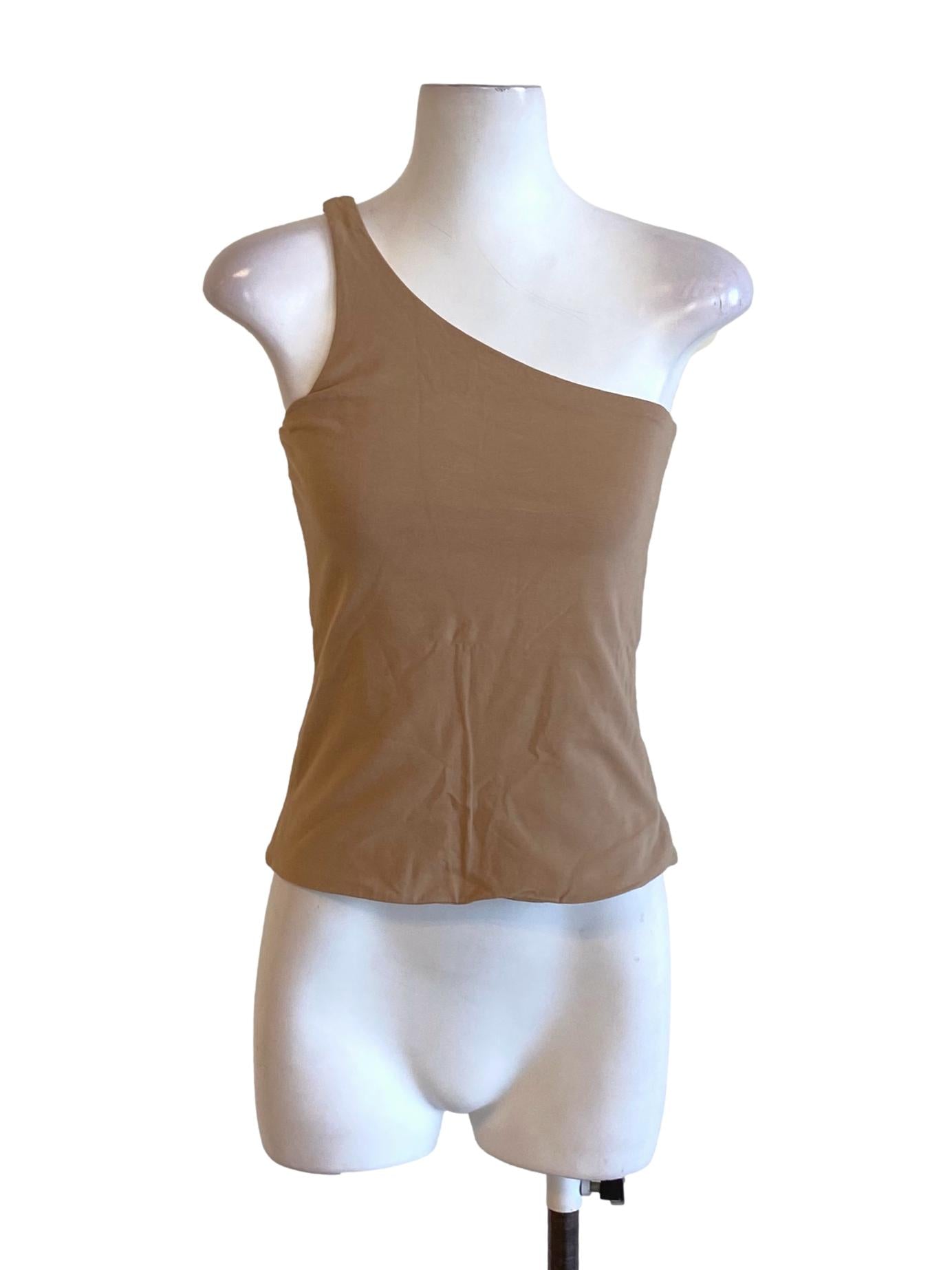 Cedar Brown One Shoulder Fit Tank Top TCL