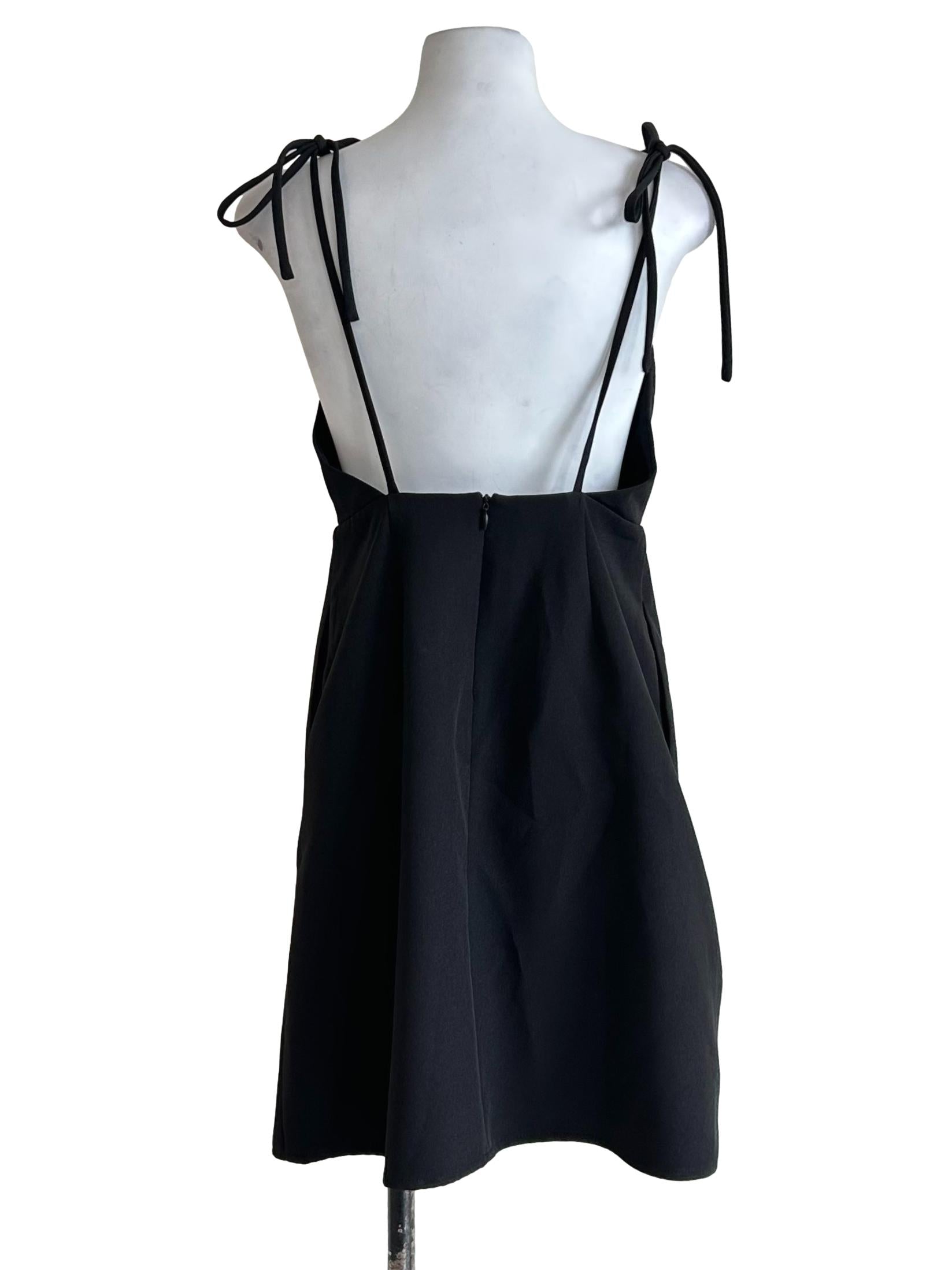 Black Tie Strap Mini Dress