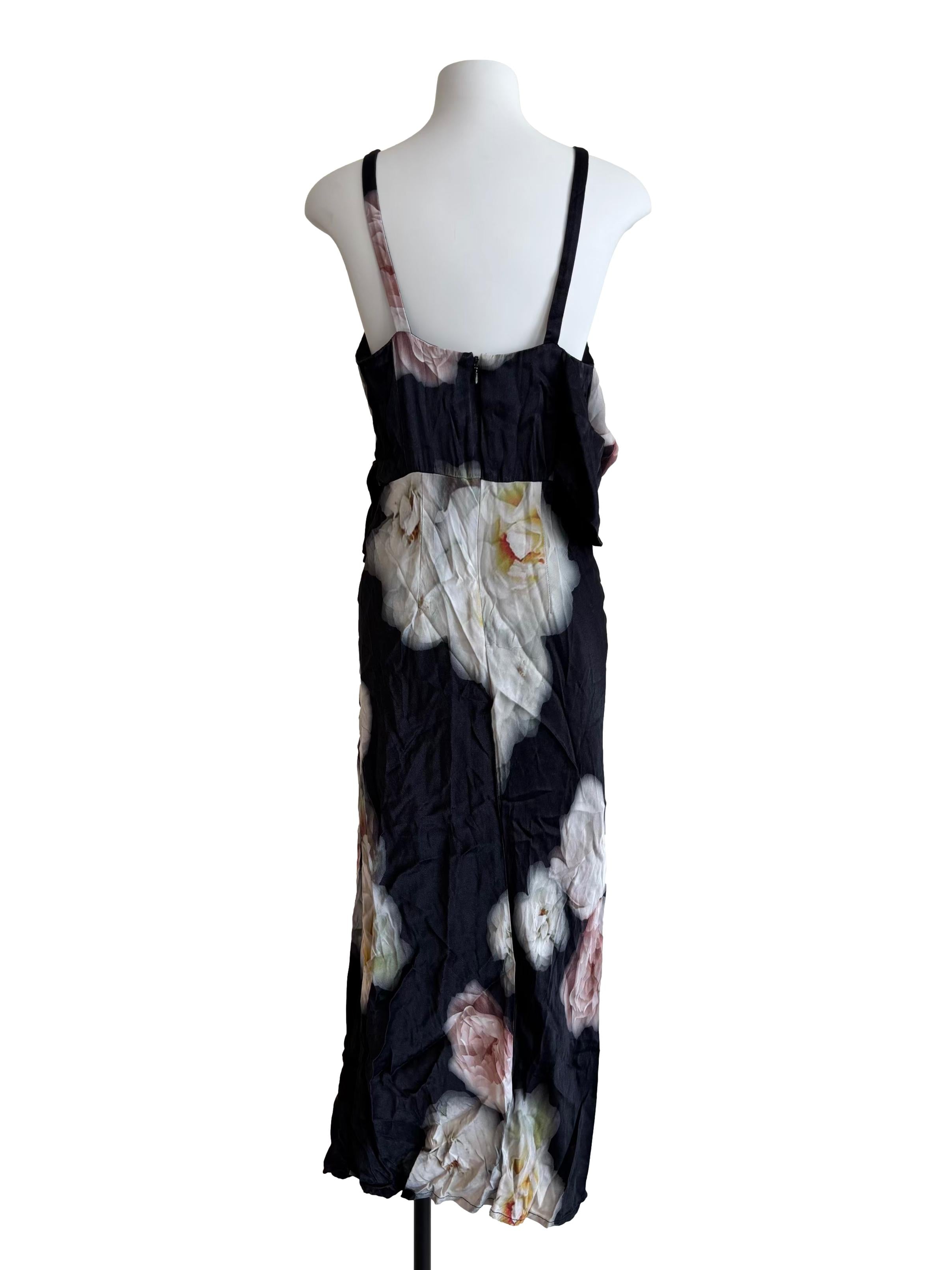 Charcoal Black Printed Slip Dress