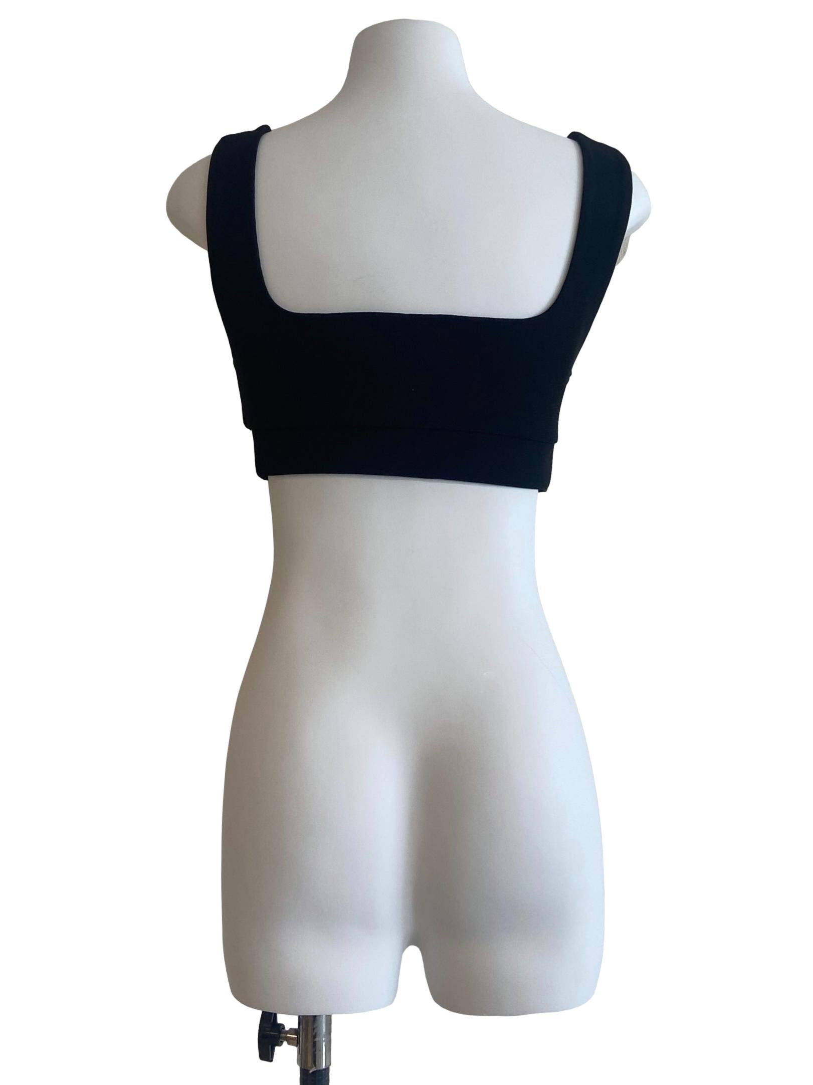 Black Sleeveless Twill Crop Top