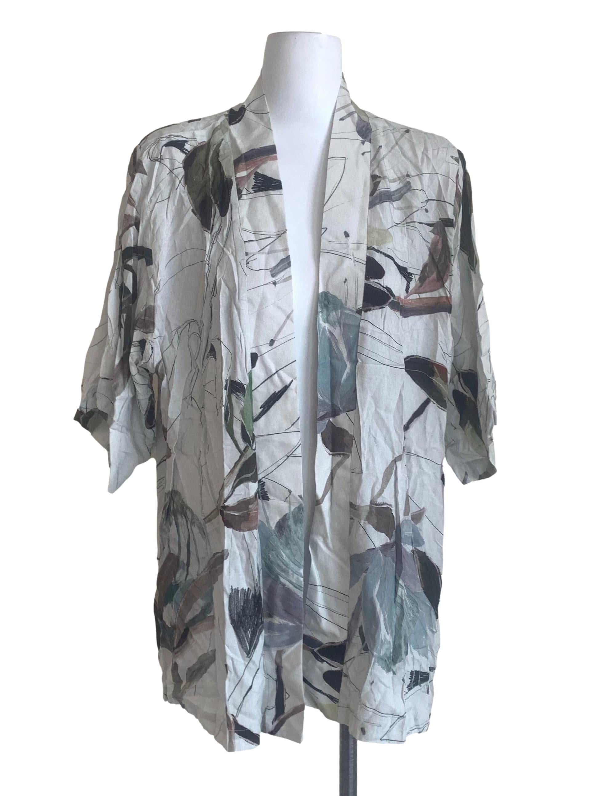 Sage Green Floral Pattern Kimono Cardigan LB