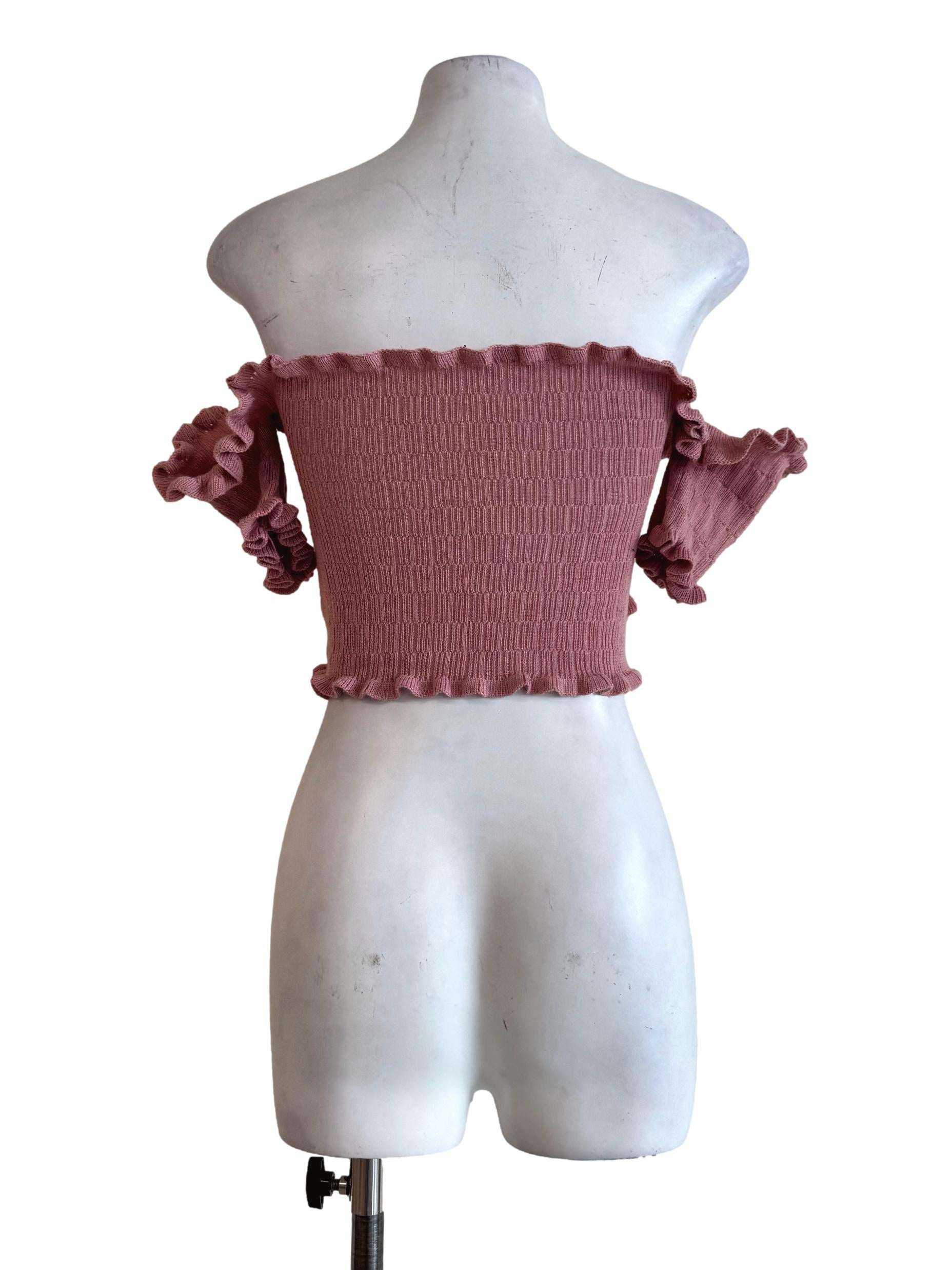 Blush Pink Knitted Scoop Neck Top