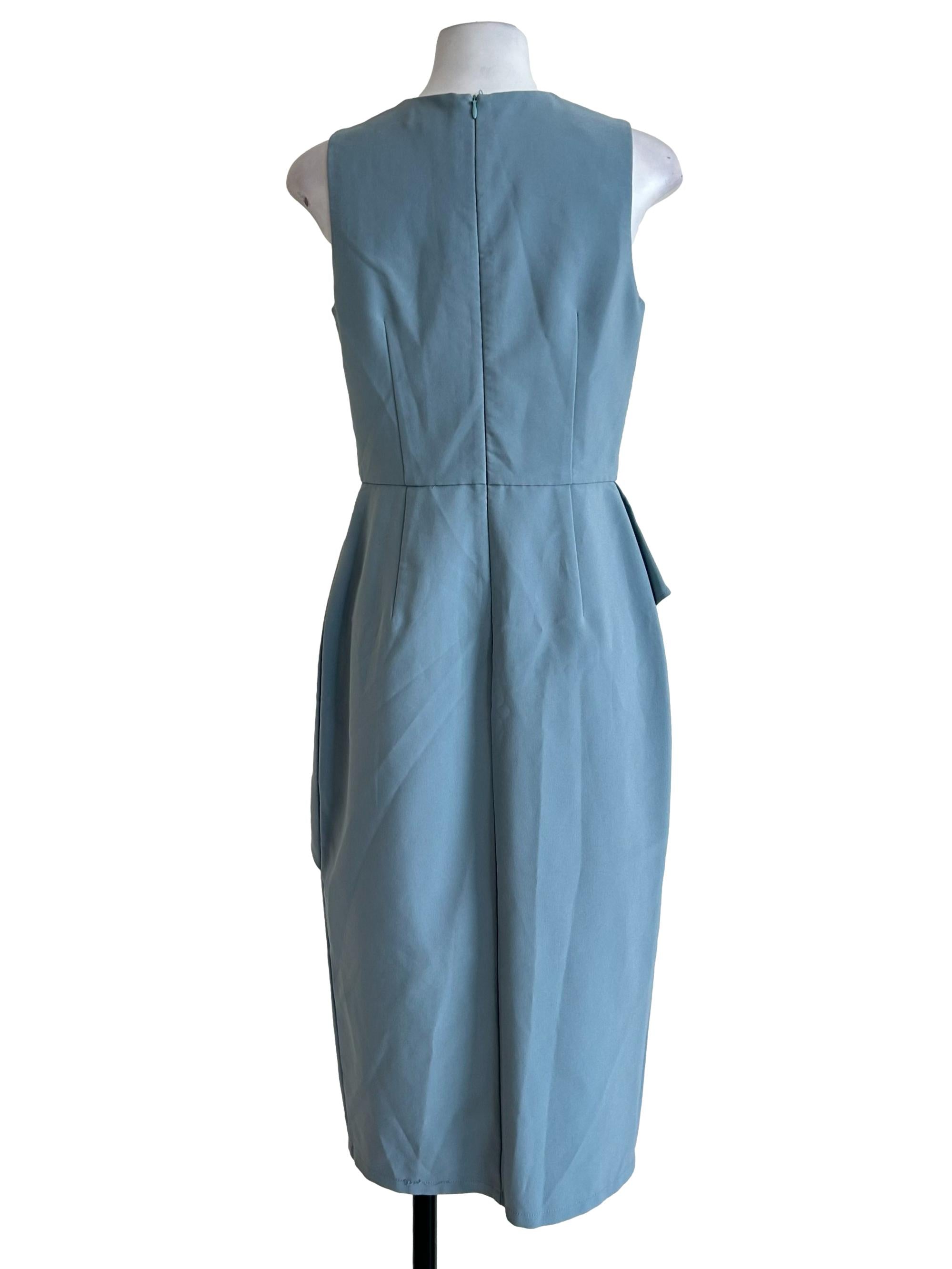 Slate Blue Asymmetric Peplum Dress