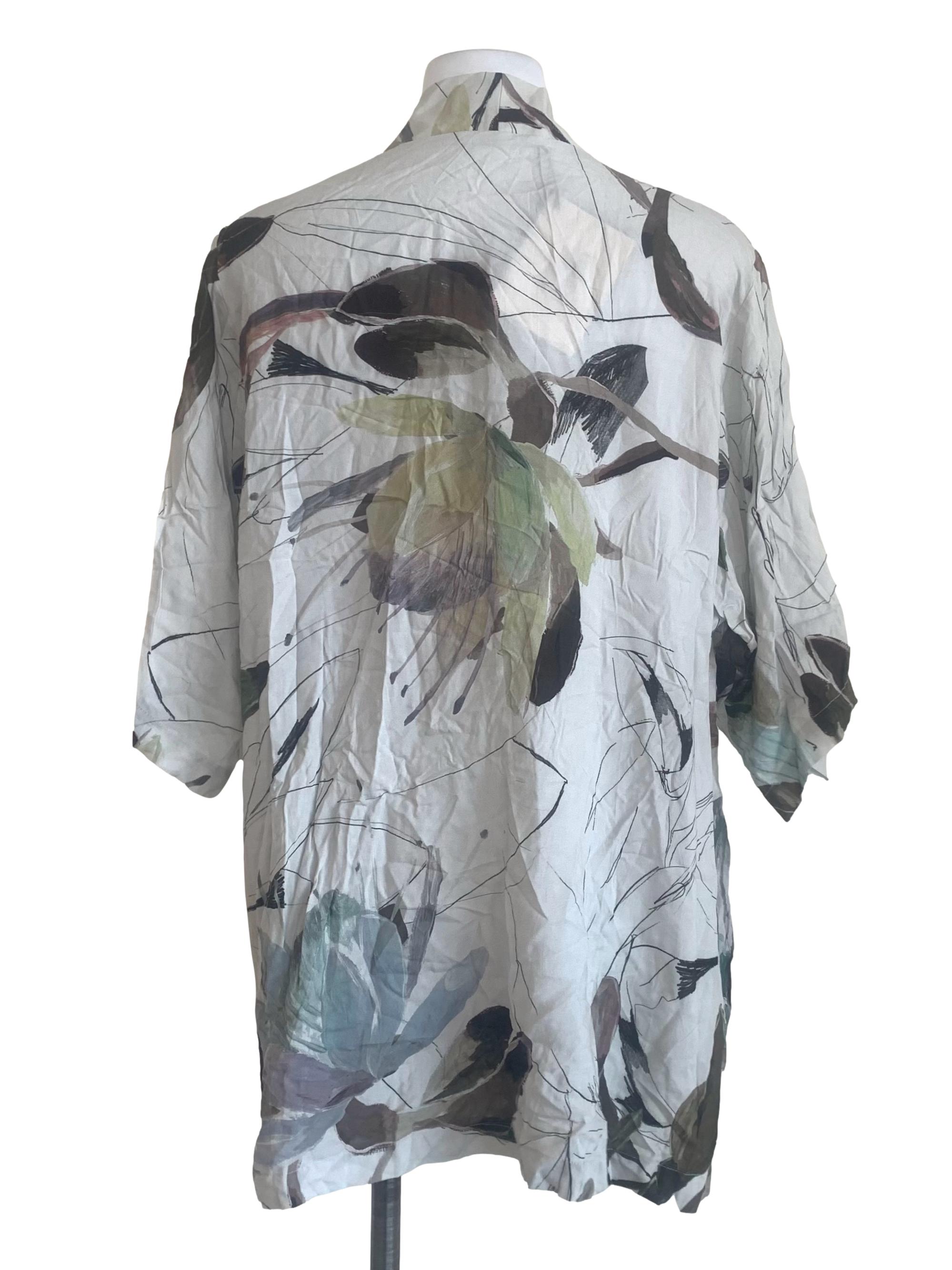 Sage Green Floral Pattern Kimono Cardigan LB