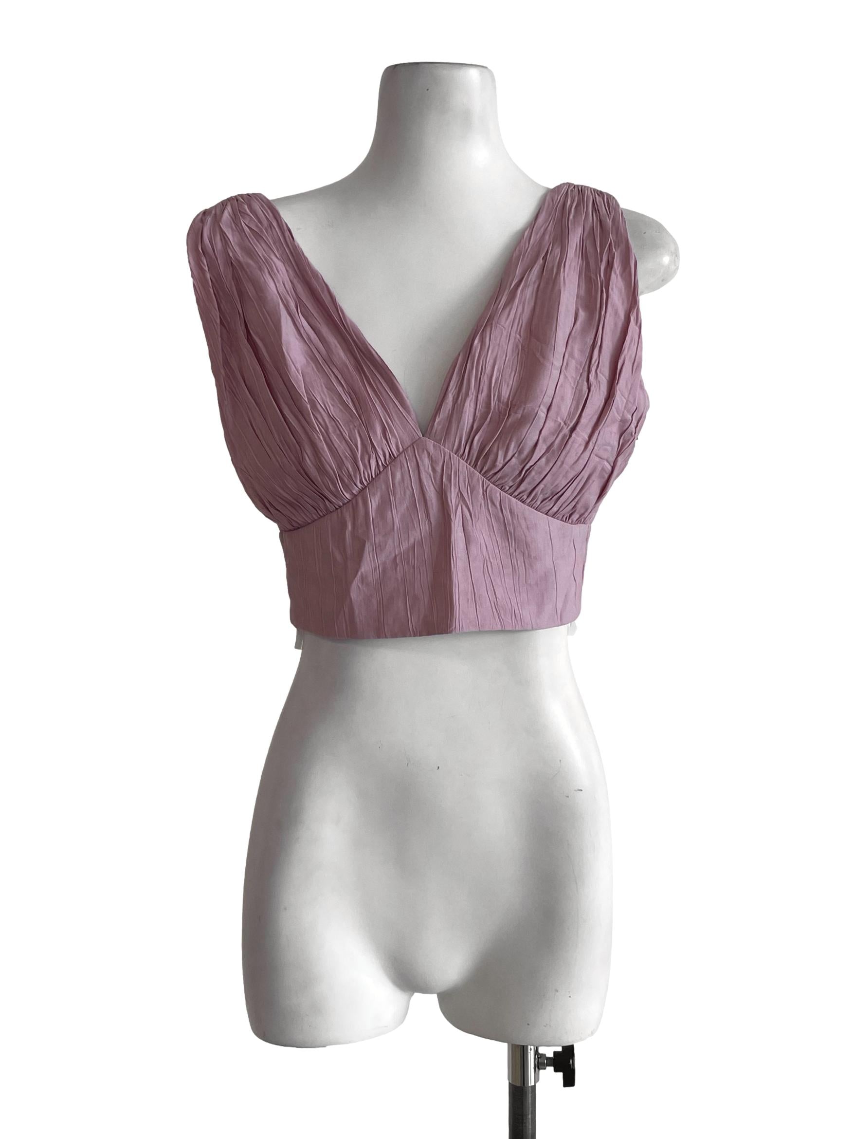 Pastel Pink Gathered Crop Top LB