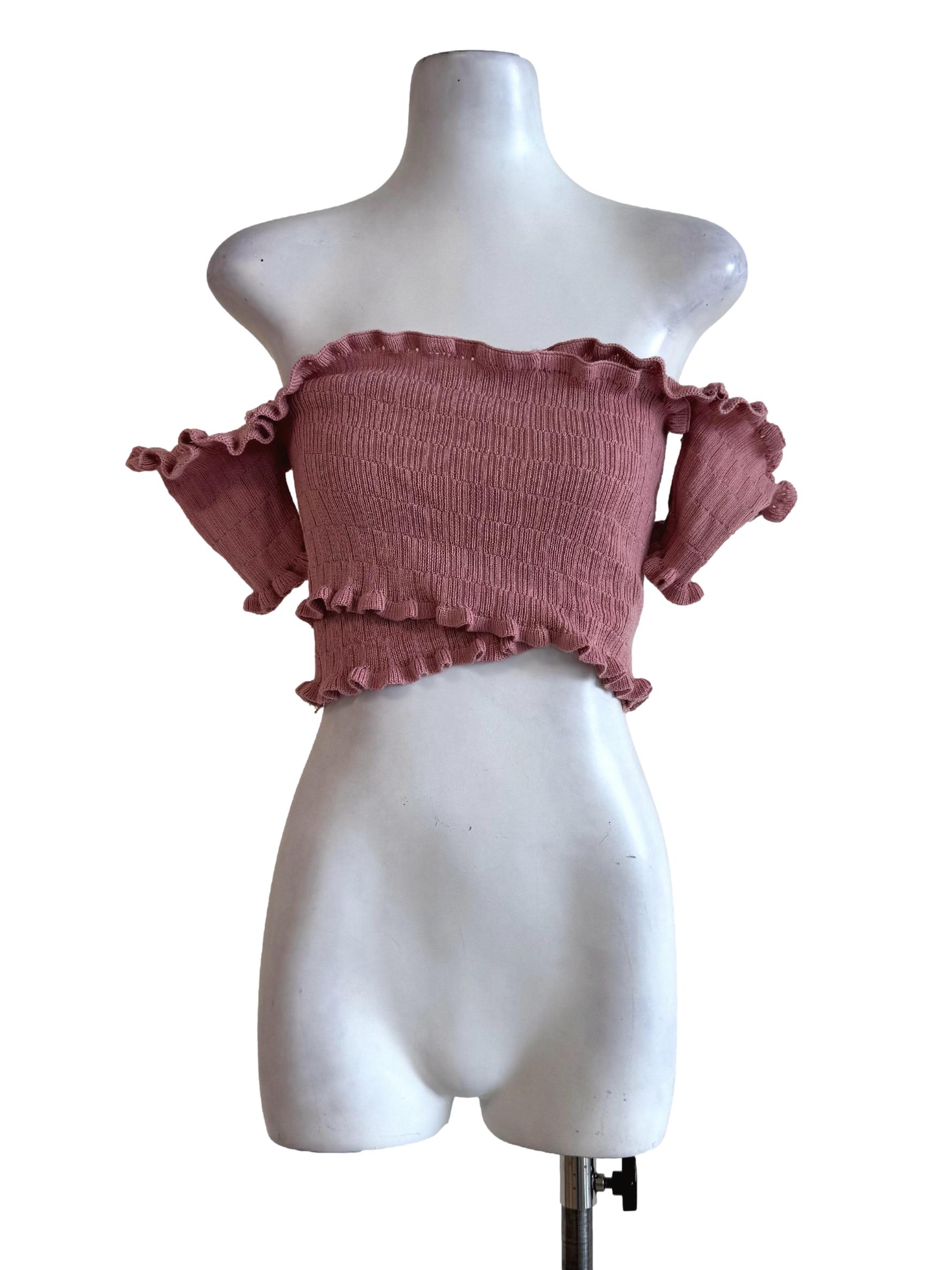 Blush Pink Knitted Scoop Neck Top