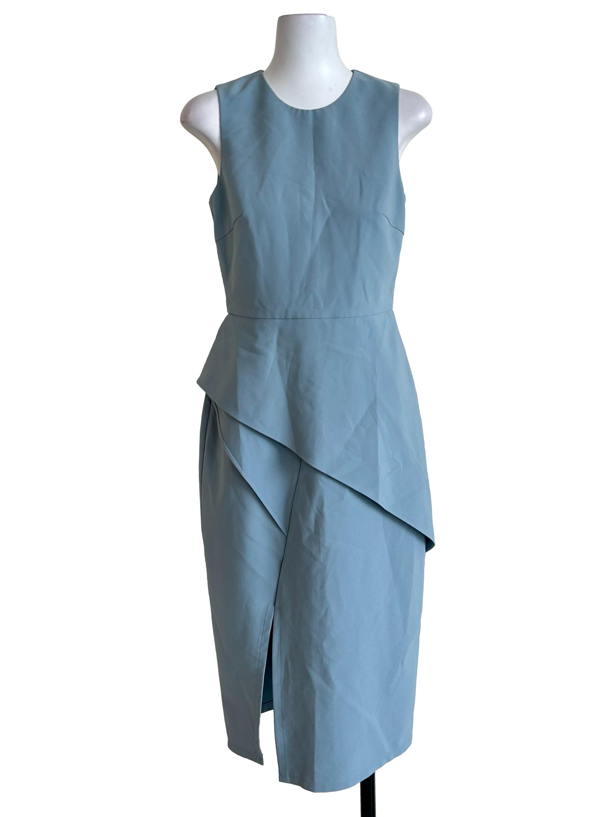Slate Blue Asymmetric Peplum Dress