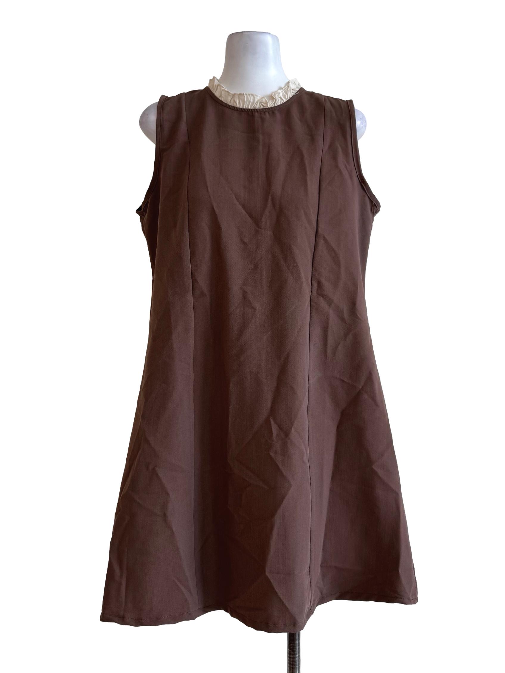 Milky Brown Sleeveless Empire Dress