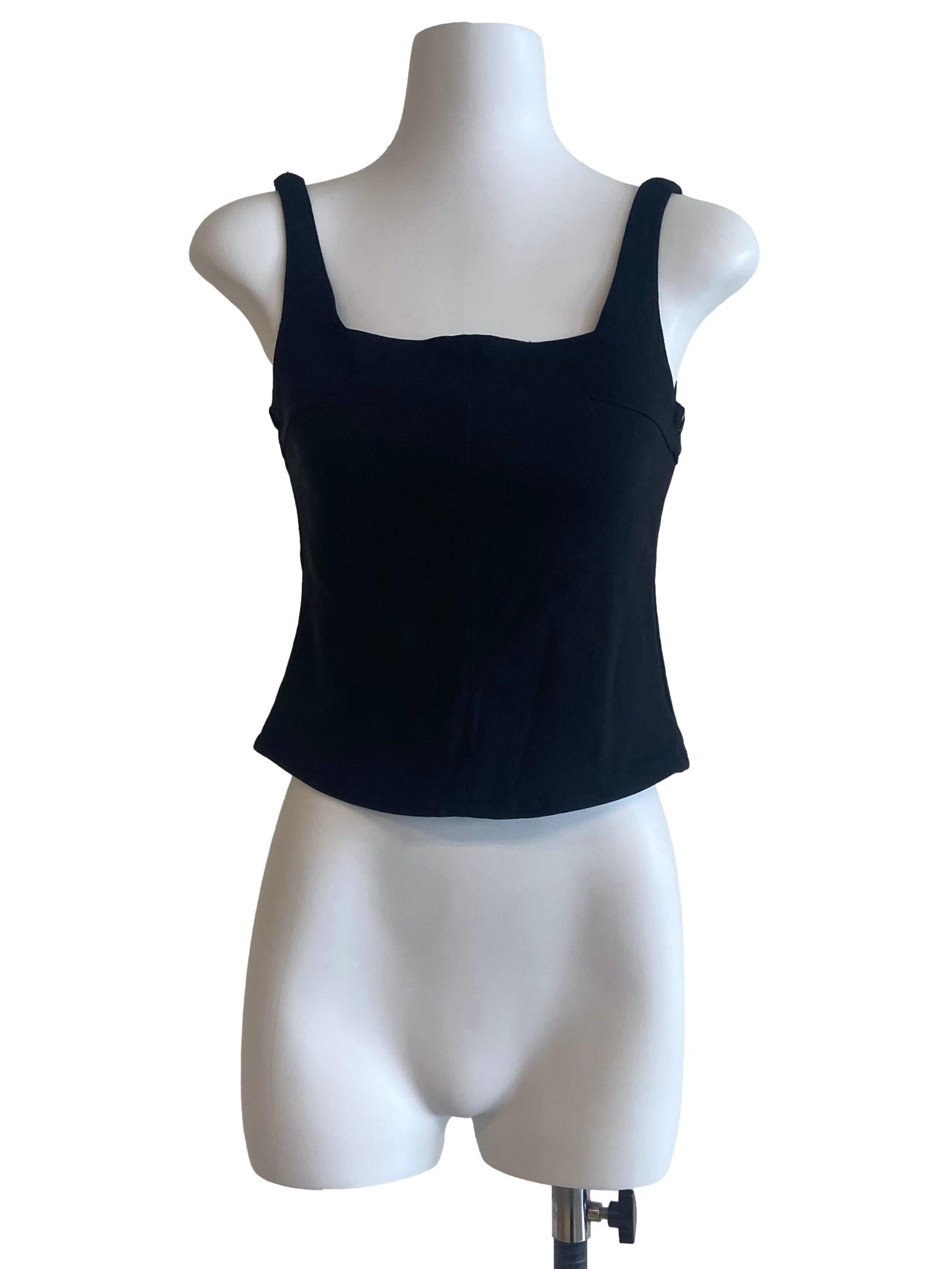 Black Herringbone Sleeveless Top