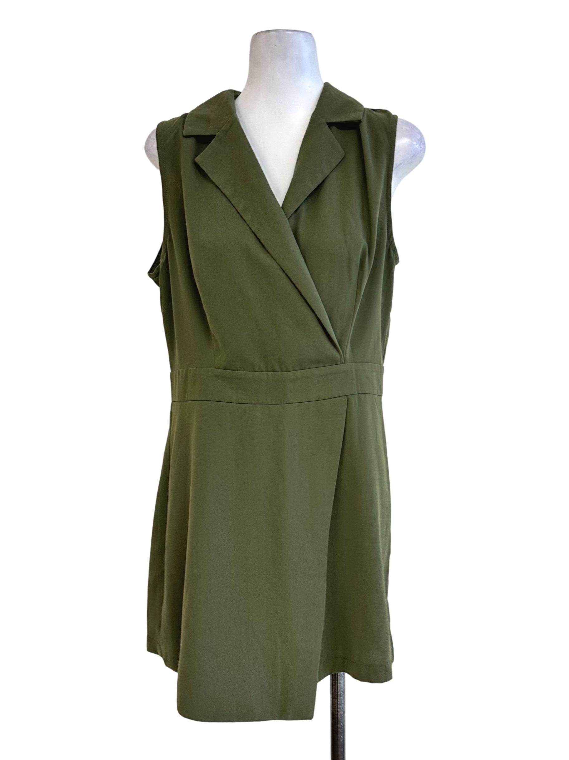 Moss Green Collar Romper