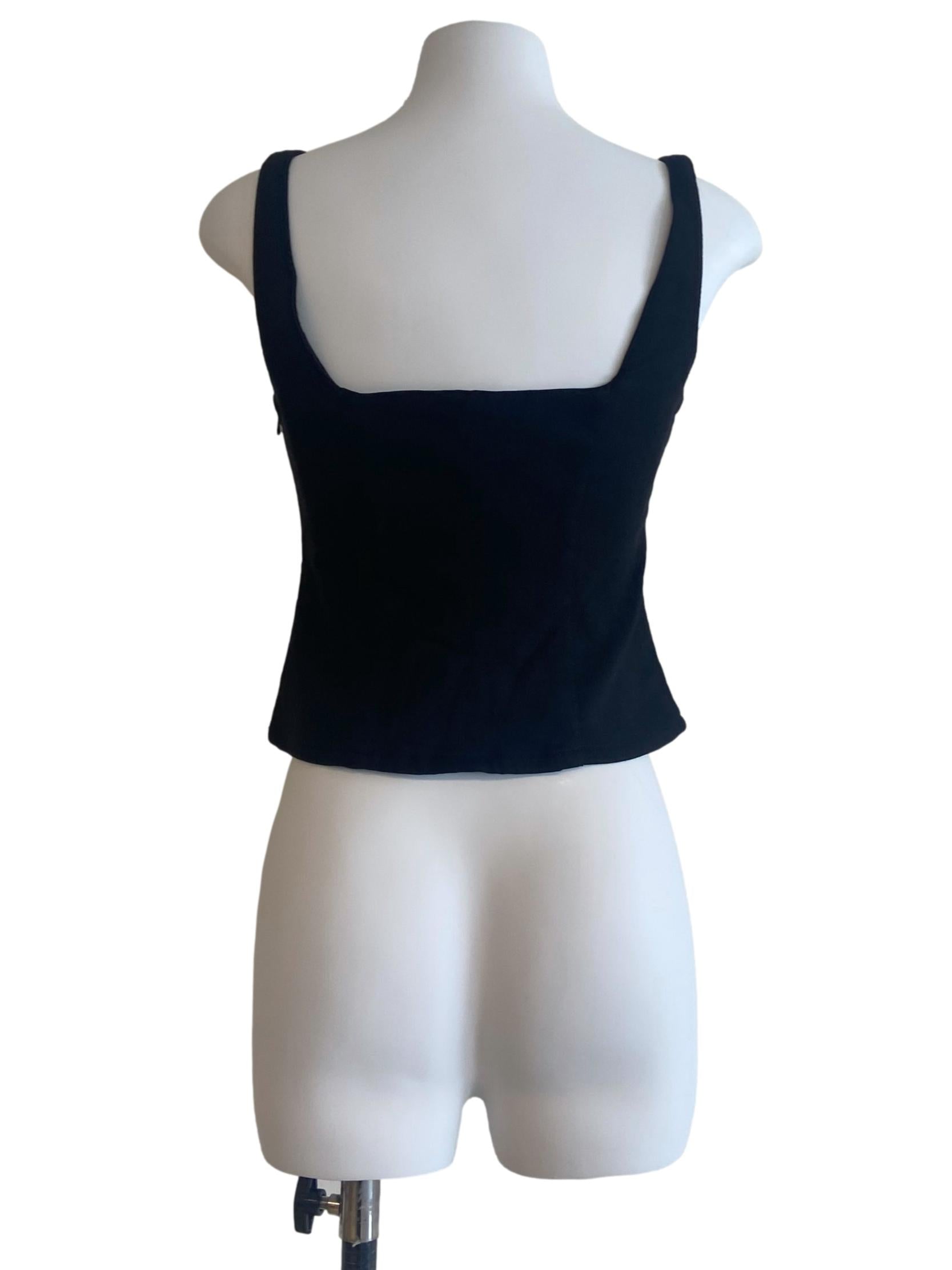 Black Herringbone Sleeveless Top