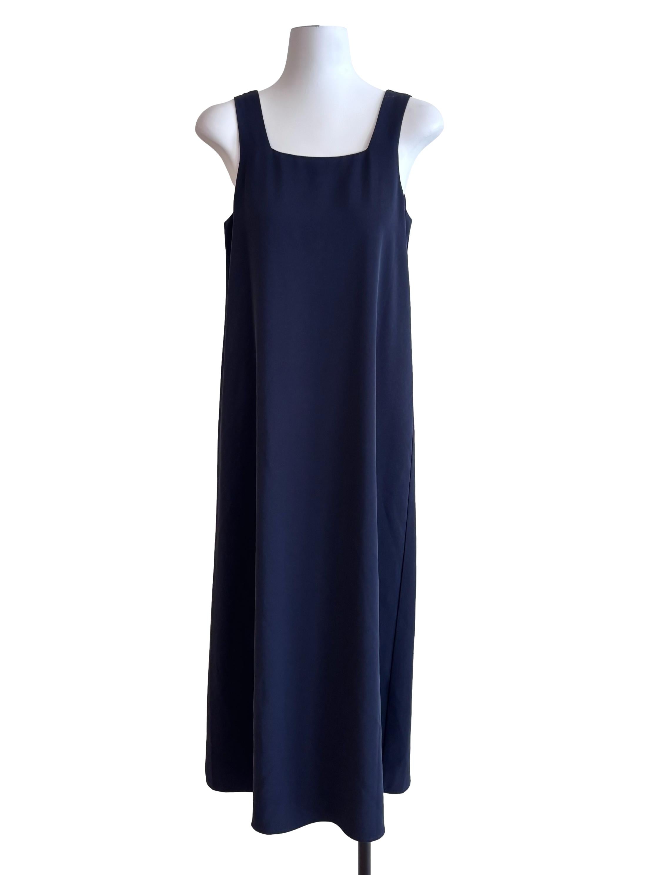 Navy Blue Square Neck Dress