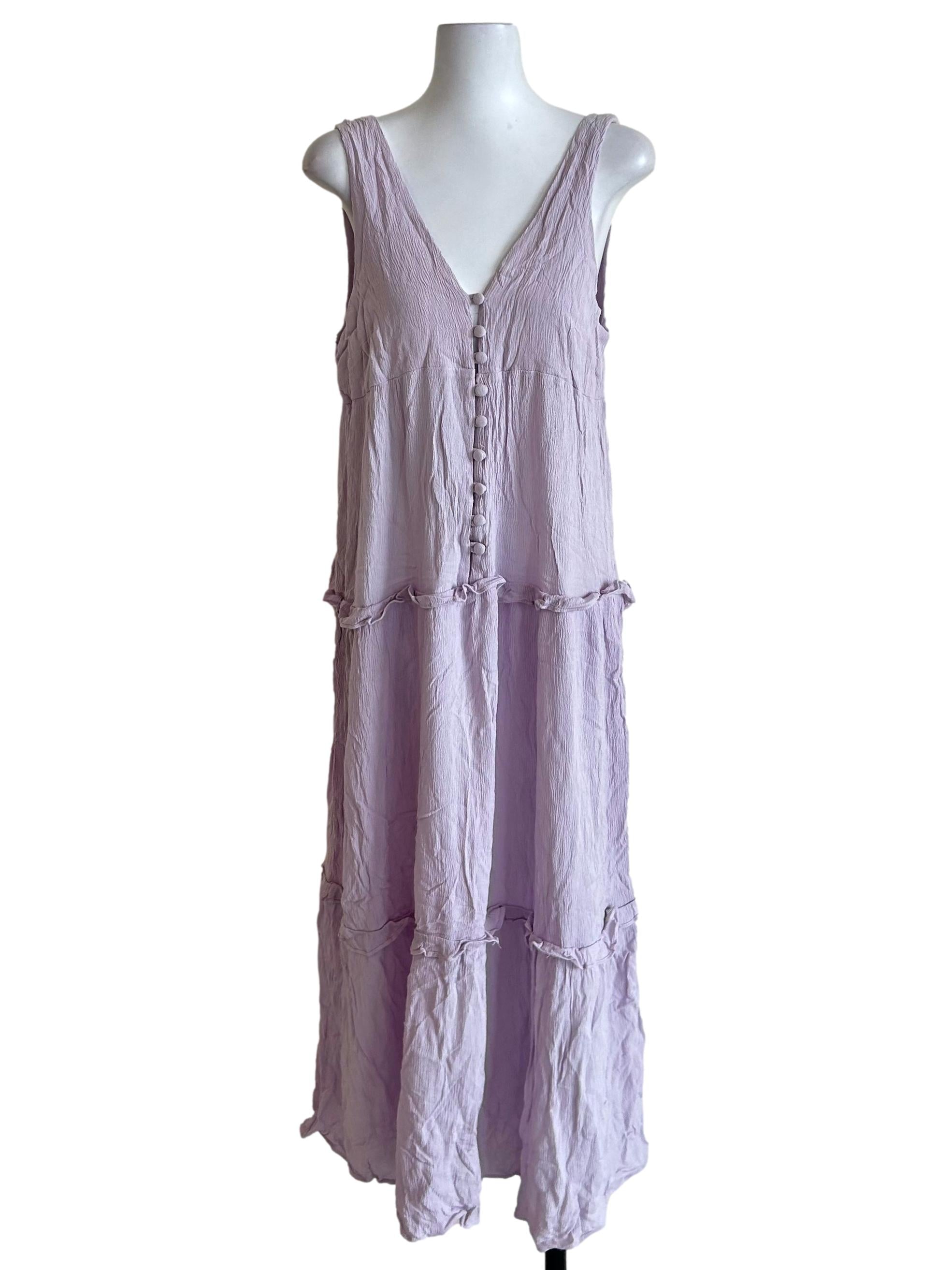 Lilac Crinkle Tiered Maxi Dress