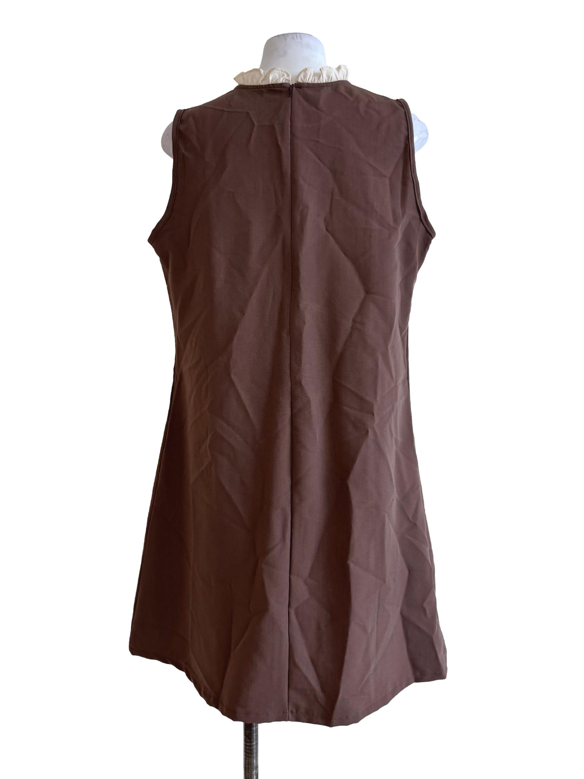 Milky Brown Sleeveless Empire Dress