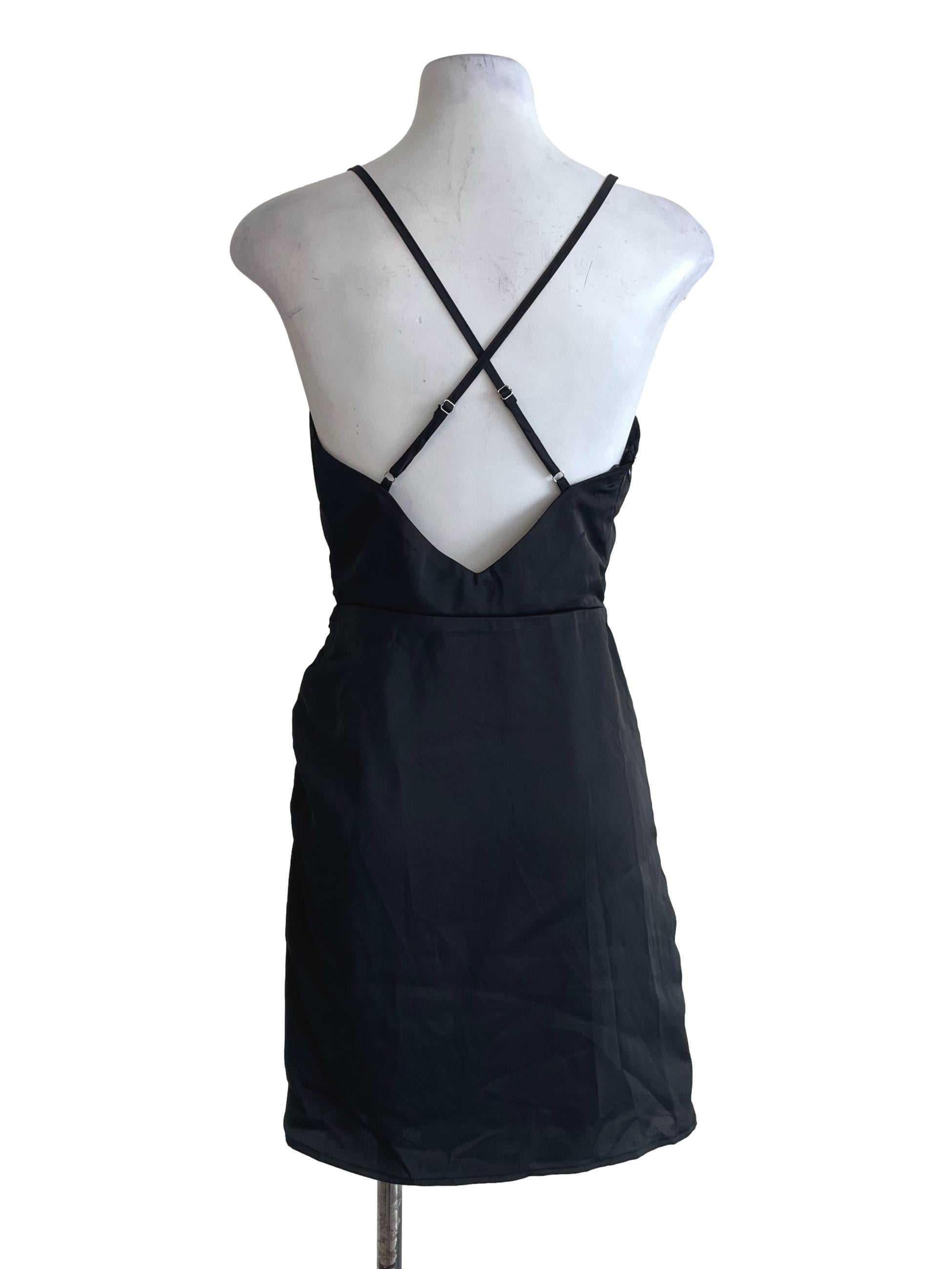 Black Silky Ruched Dress