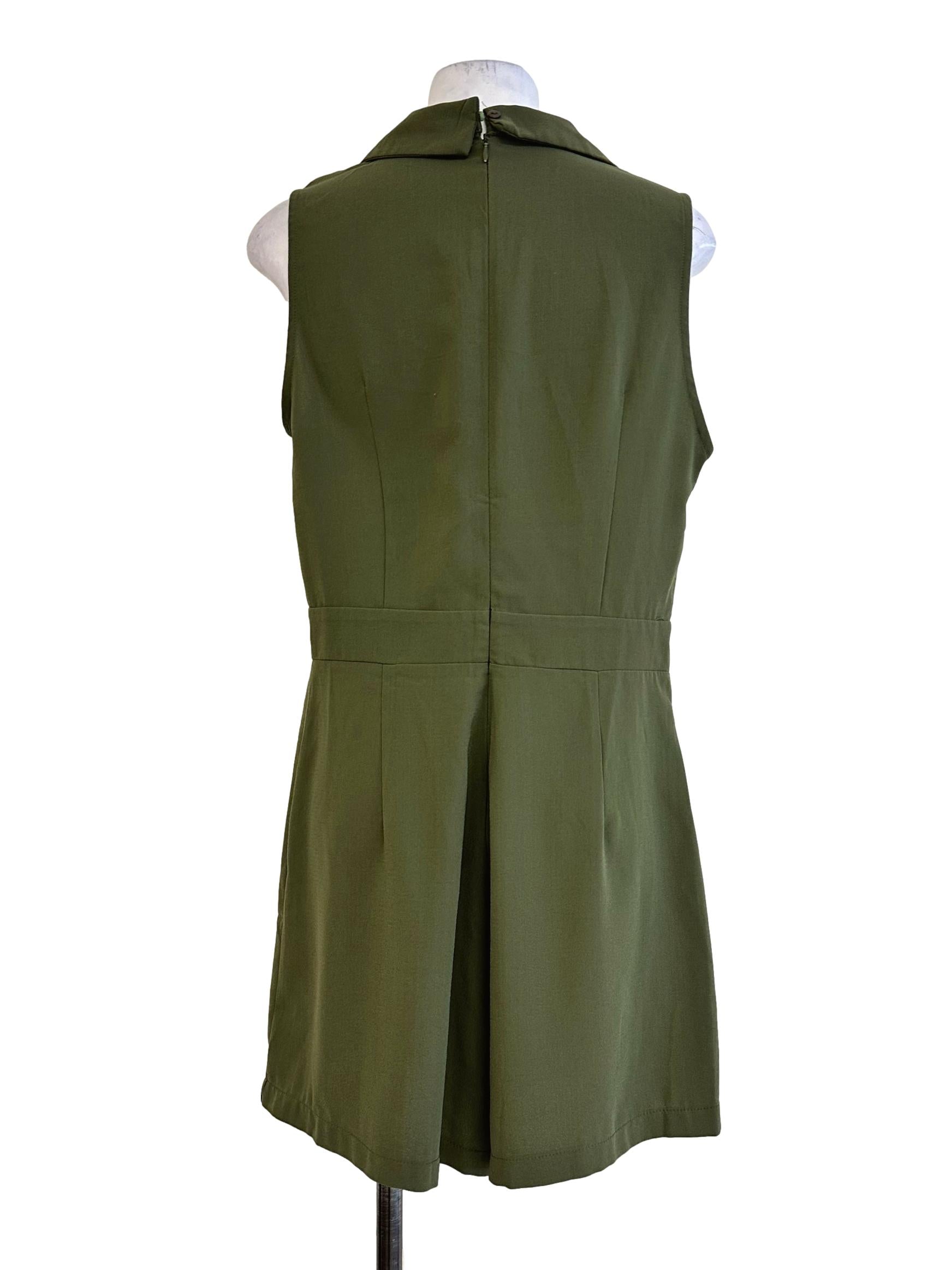 Moss Green Collar Romper