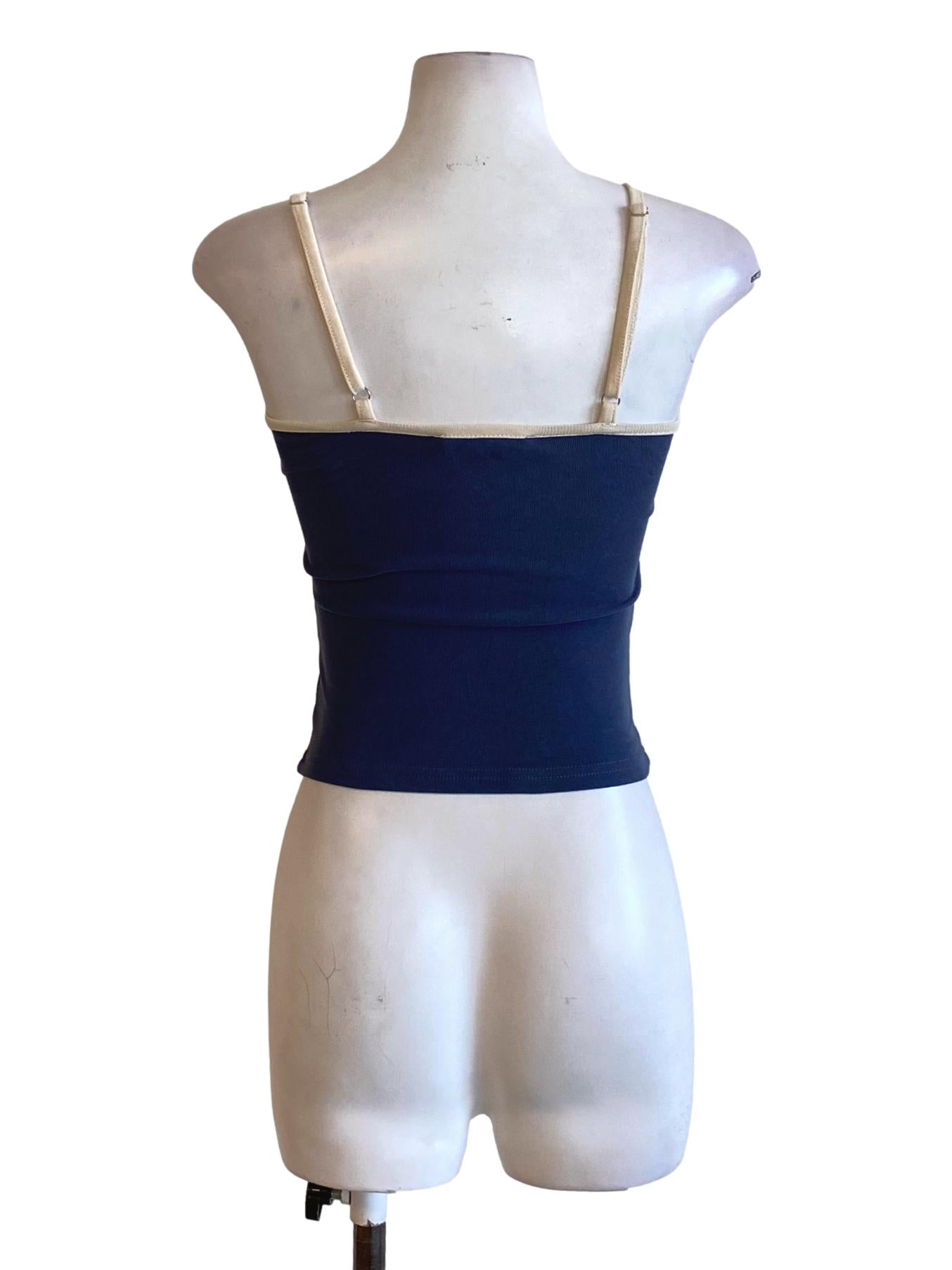 Navy Blue Spaghetti Strap Fit Cropped Top TTR