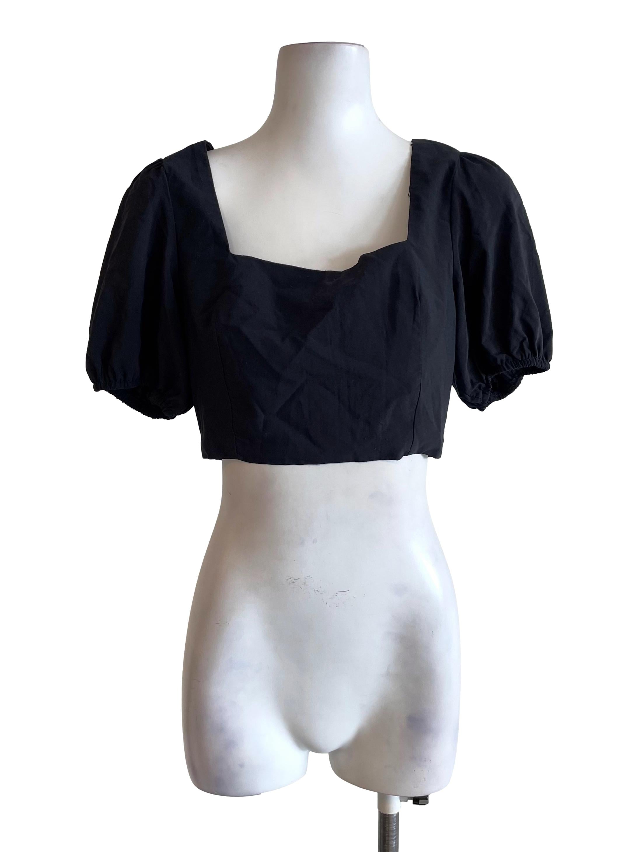 Black Square Neck Crop Top TEM