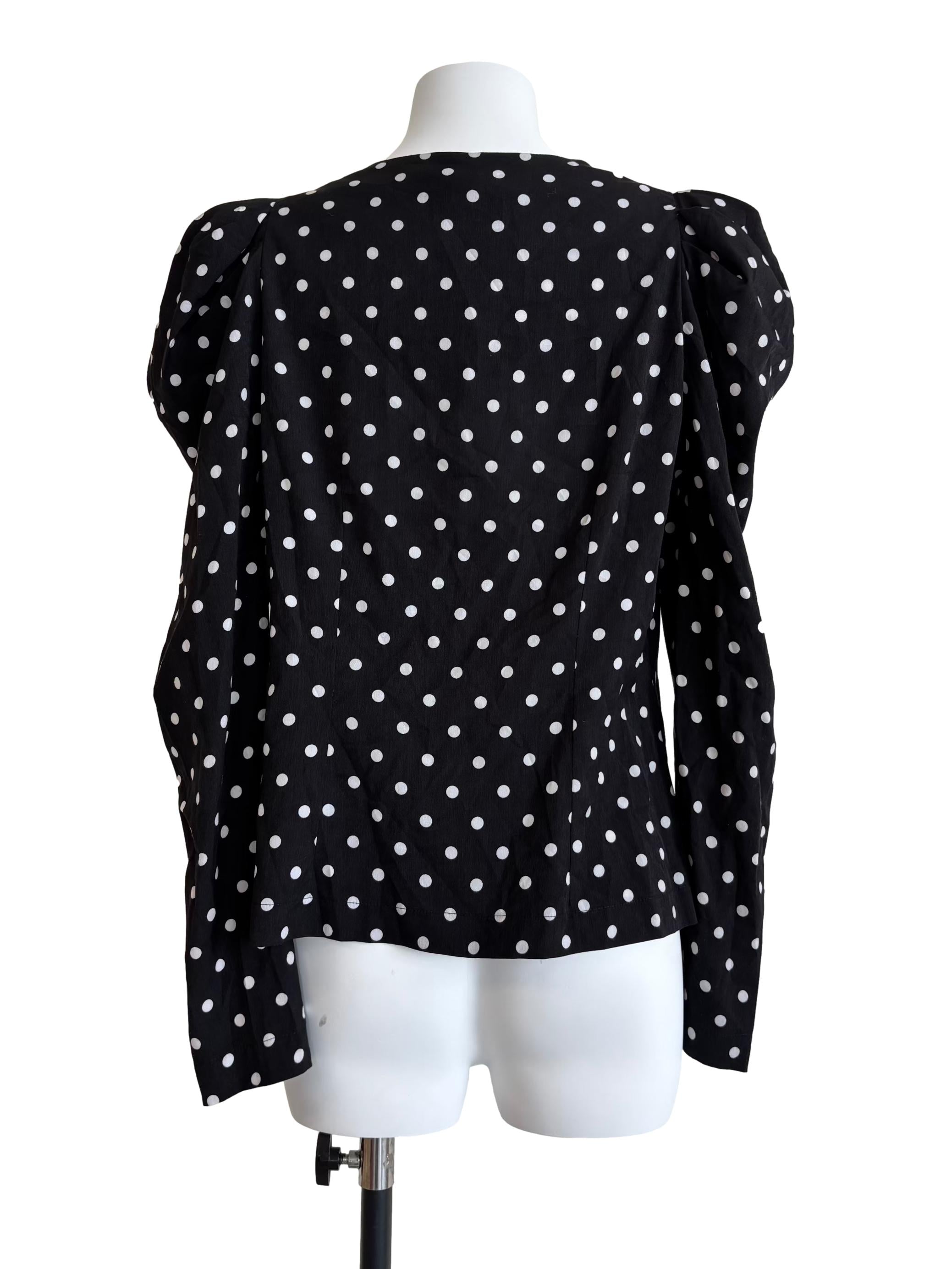 Black And White Polka Dot Buttoned Top