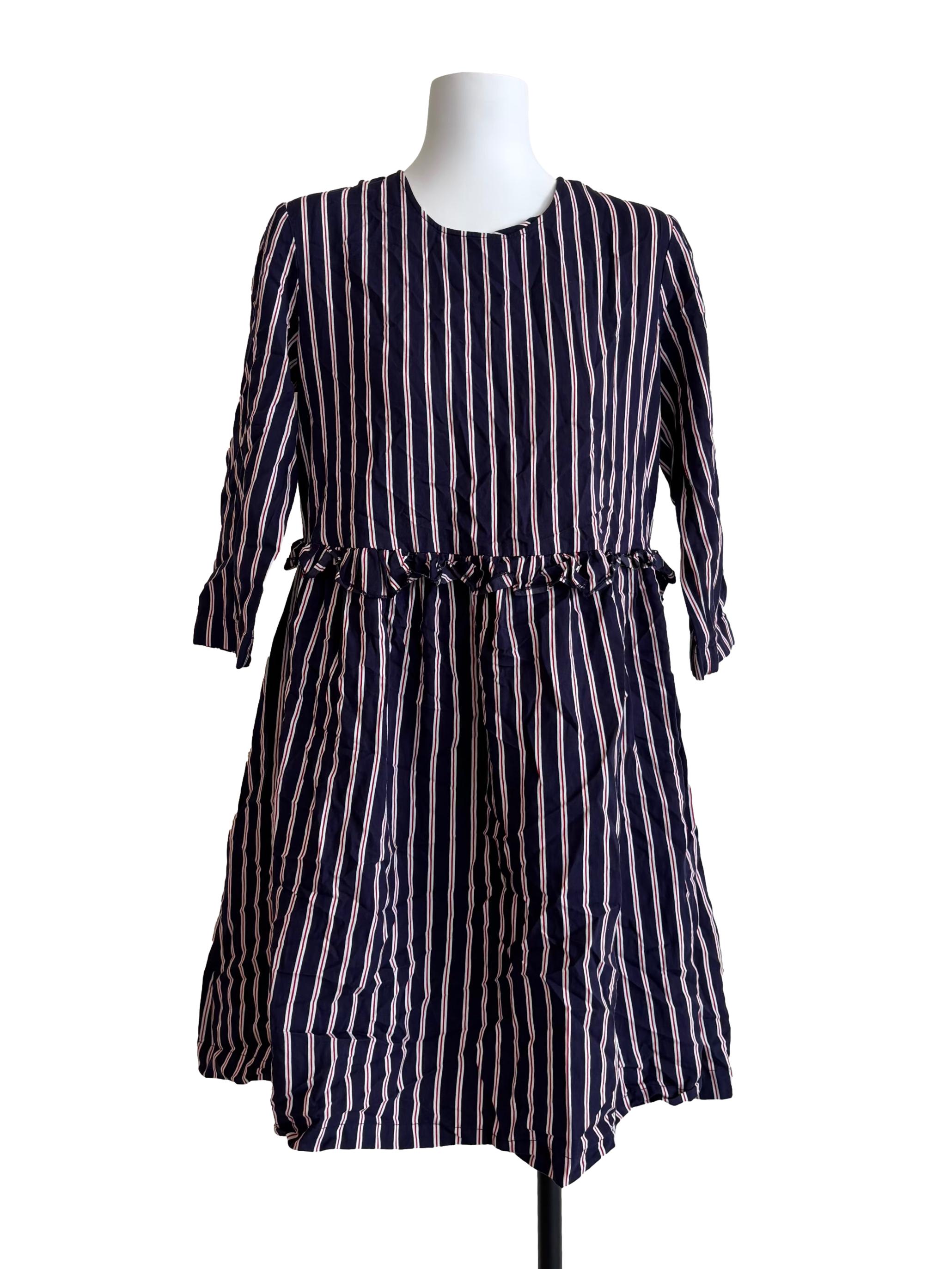 Blue And Red Striped A-Line Dress