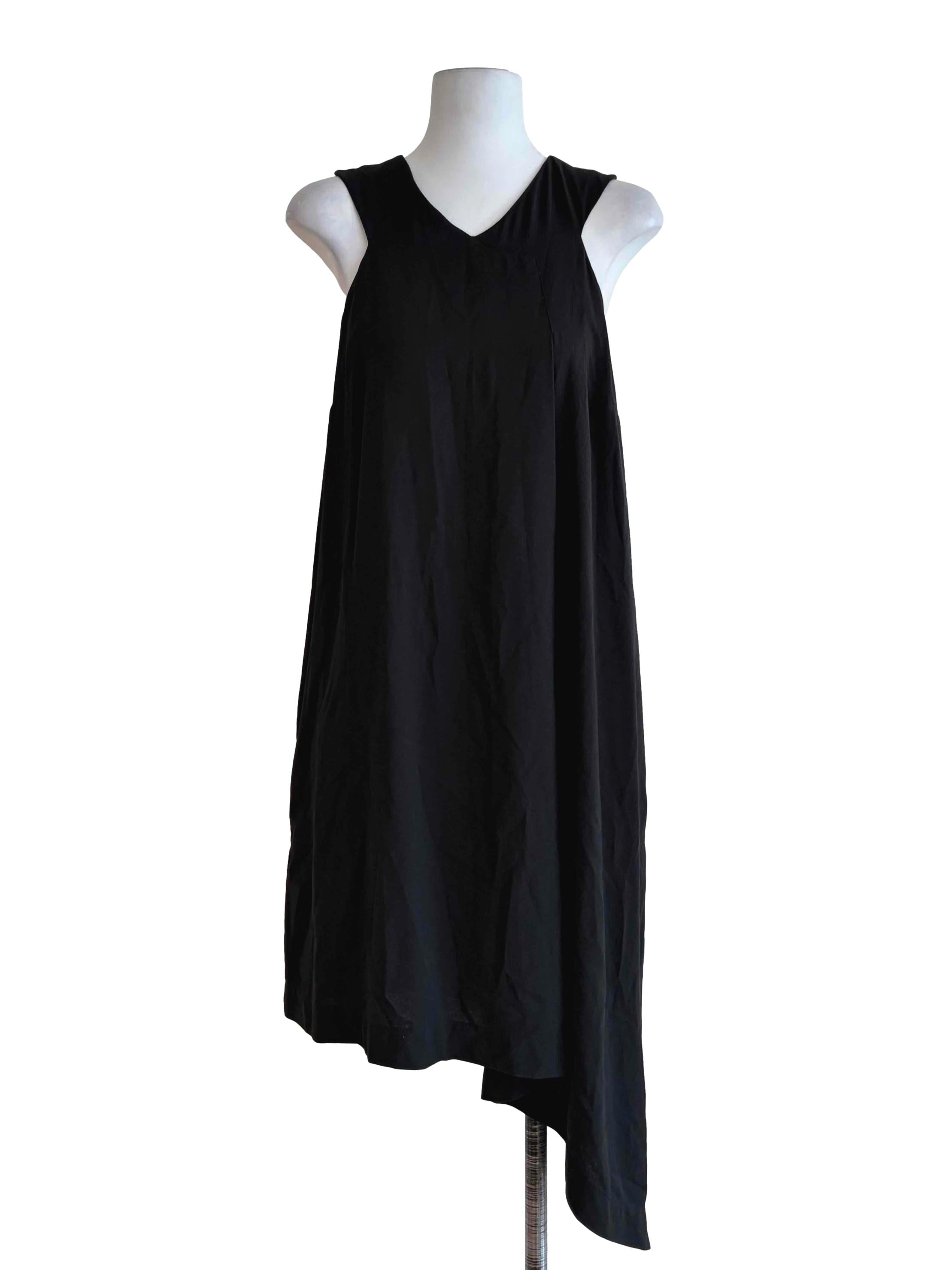Jade Black Asymmetric Hem Shift Dress