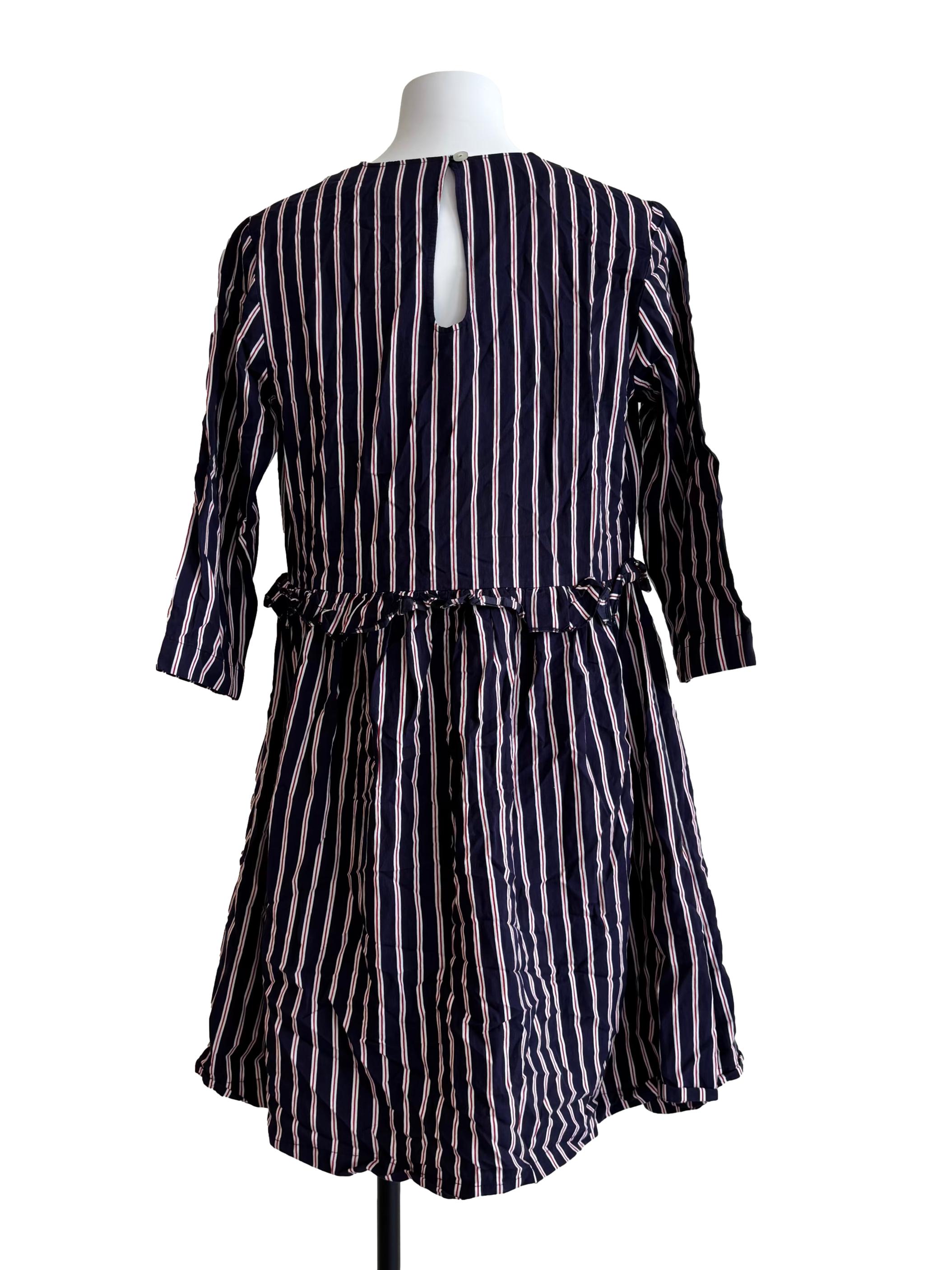 Blue And Red Striped A-Line Dress