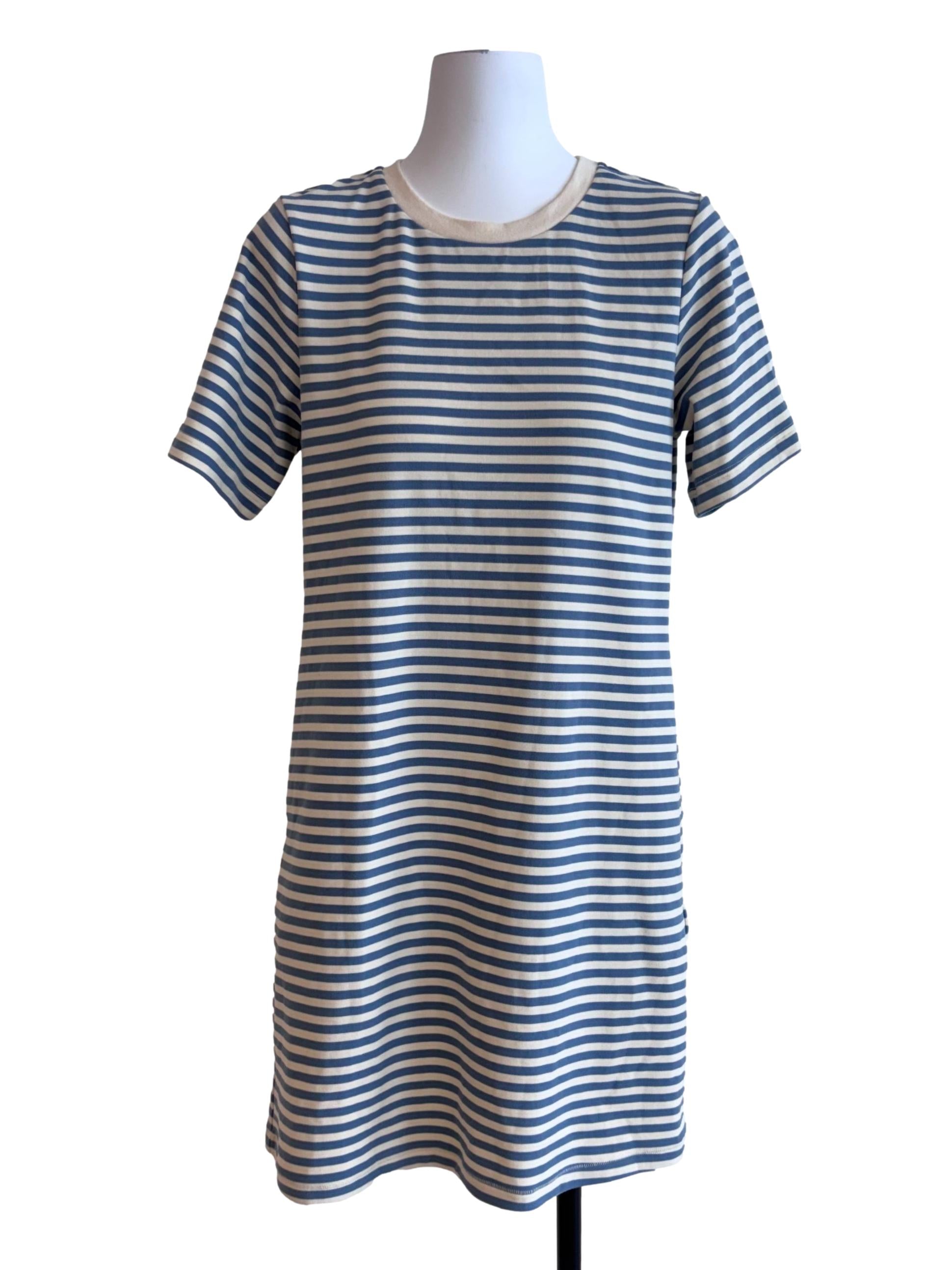 Blue Cream Stripe Tee Dress