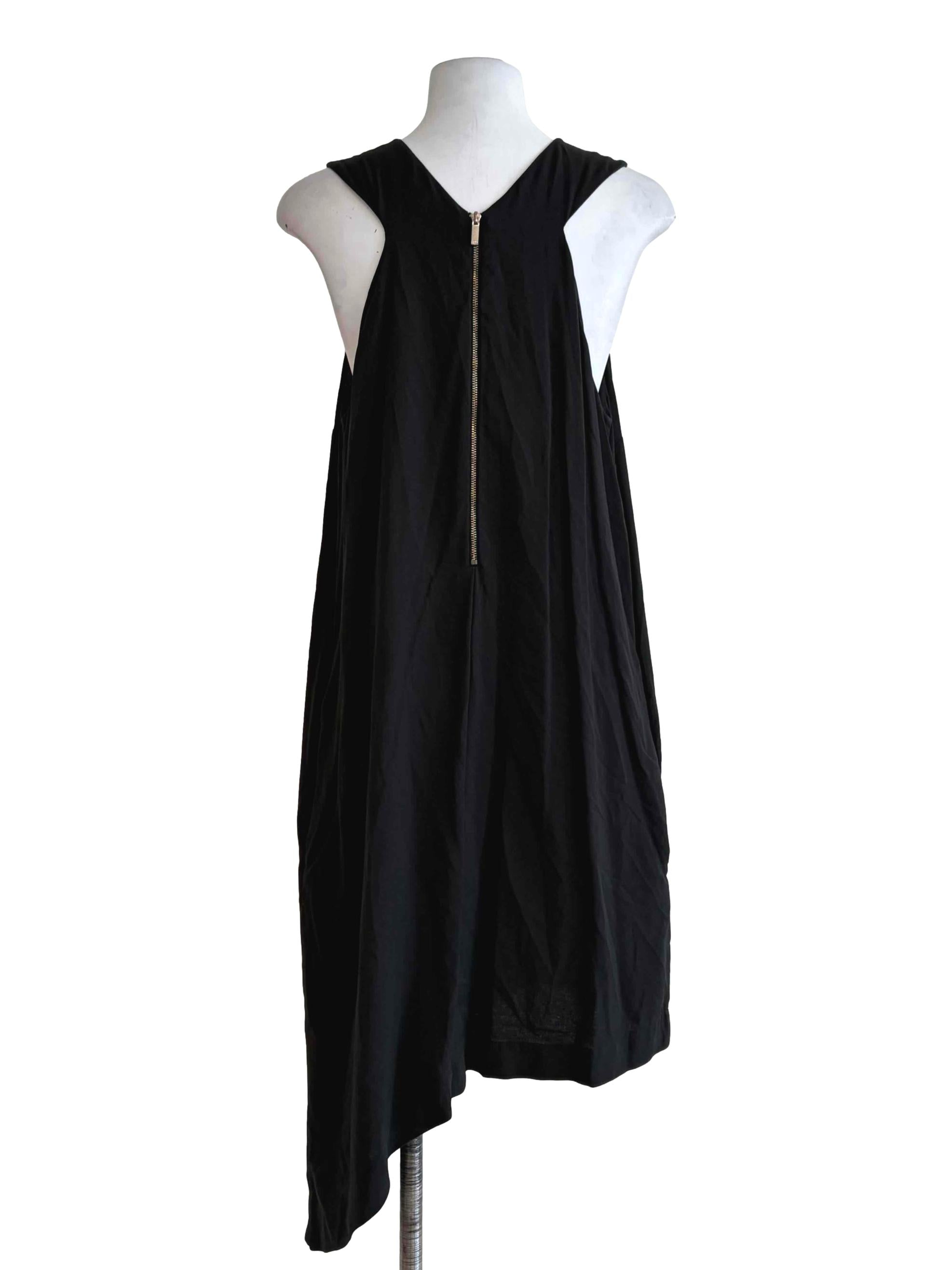 Jade Black Asymmetric Hem Shift Dress