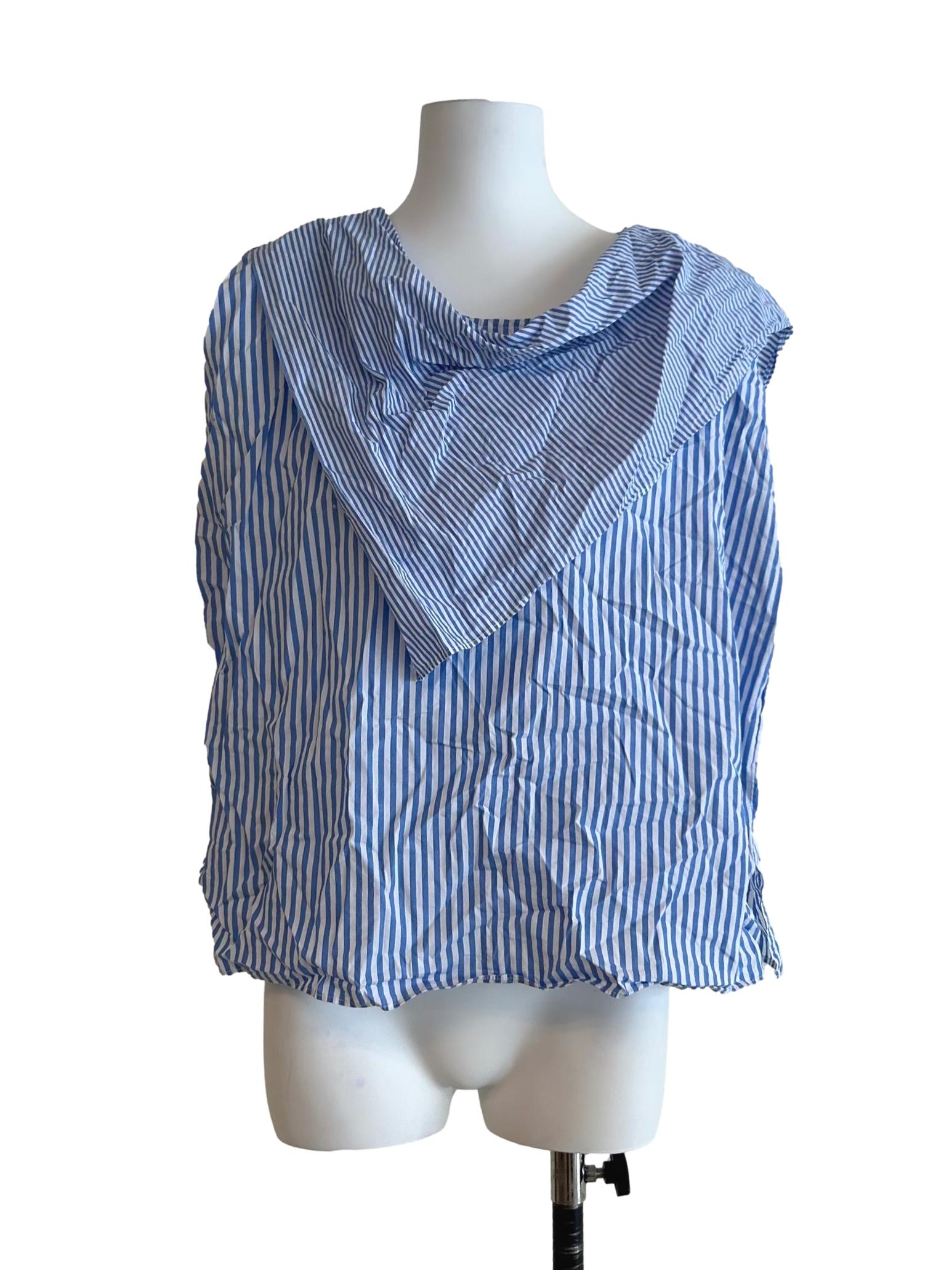 Light Blue White Striped Blouse