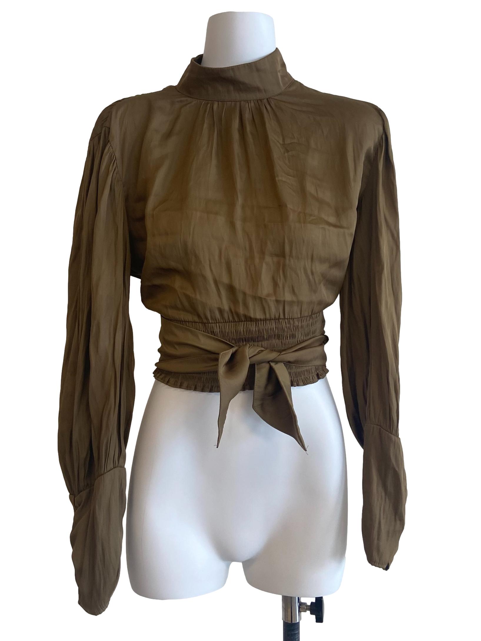Dijon Yellow High Neck Twill Crop Top