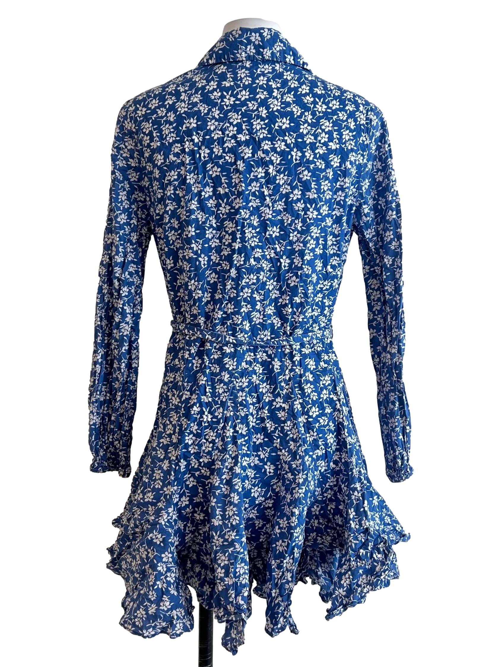 Blue White Floral Shirt Dress