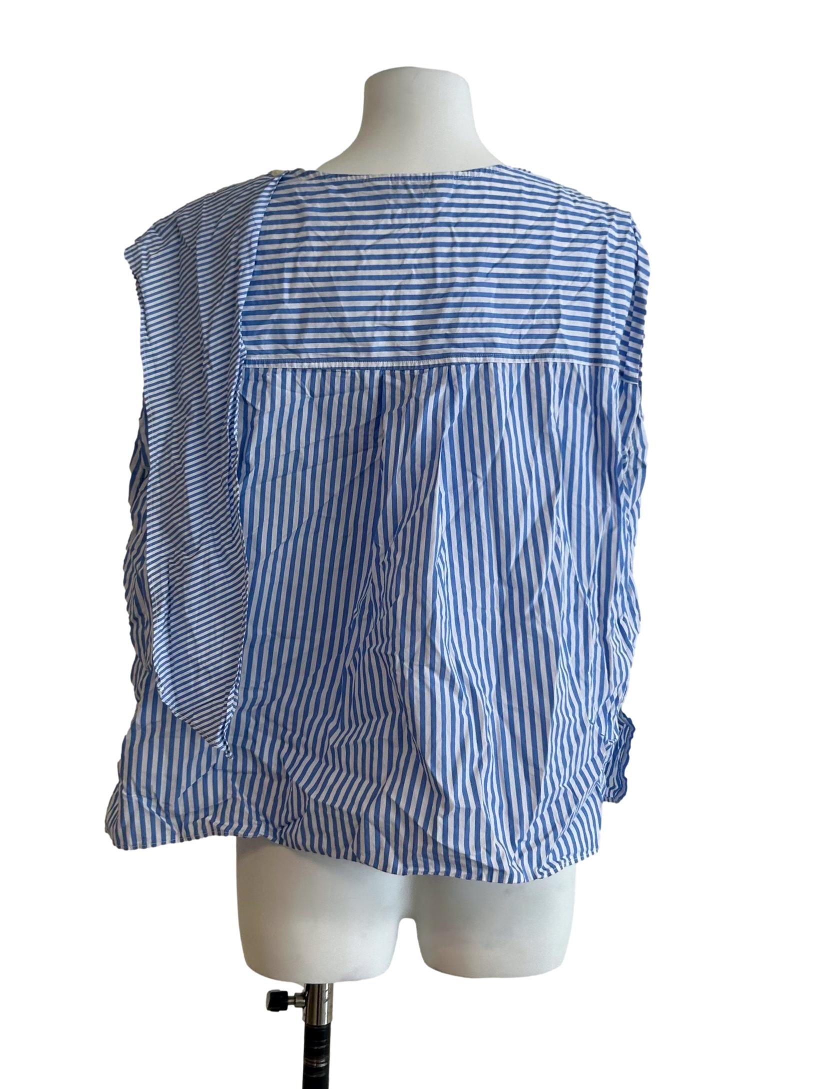 Light Blue White Striped Blouse