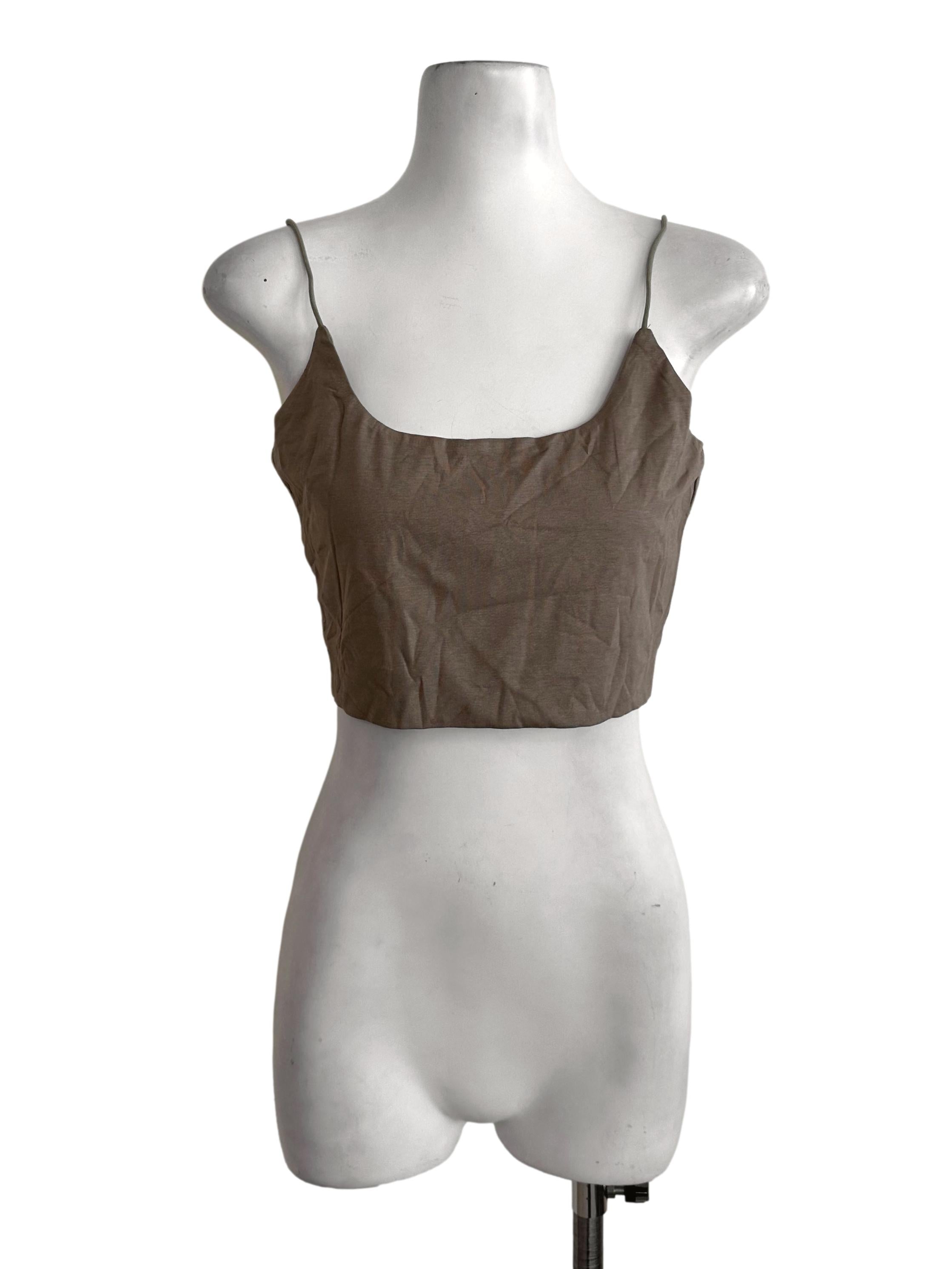 Hazel Brown Scoop Neckline Crop Top
