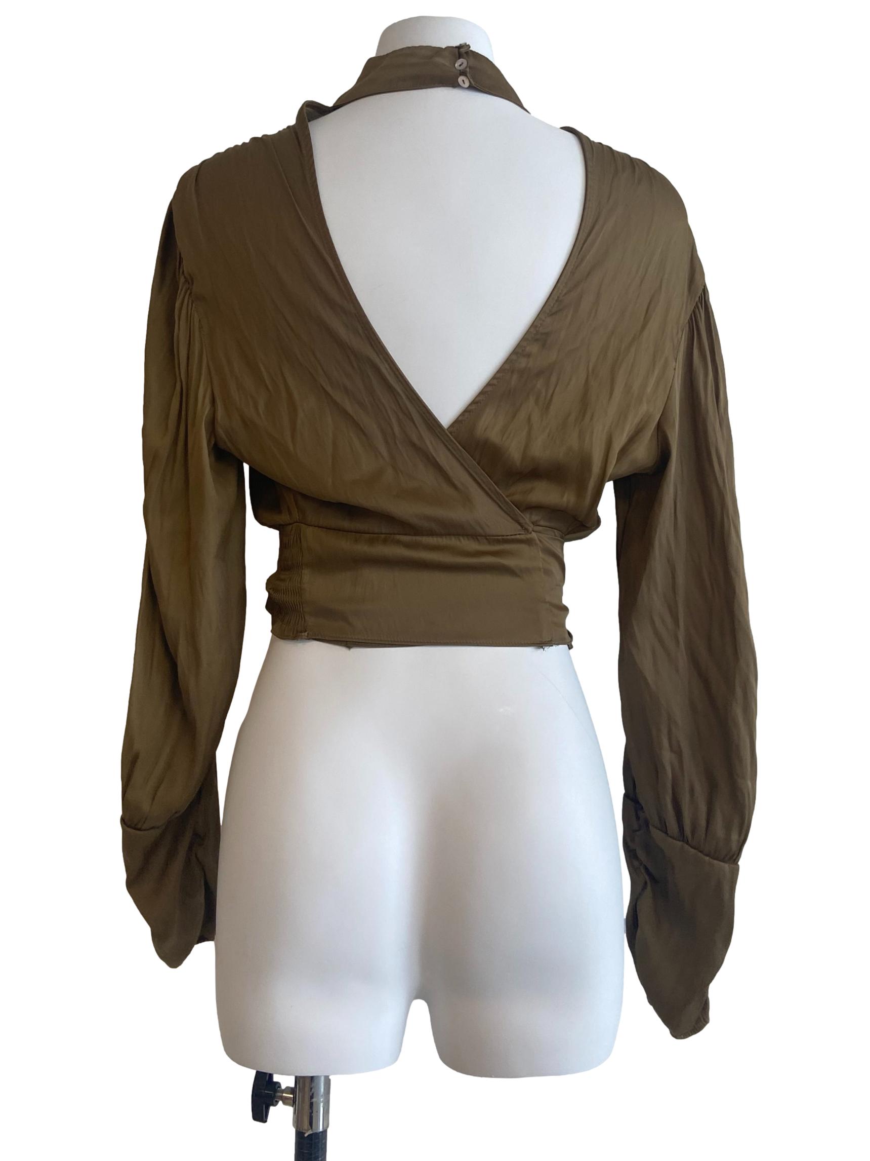 Dijon Yellow High Neck Twill Crop Top