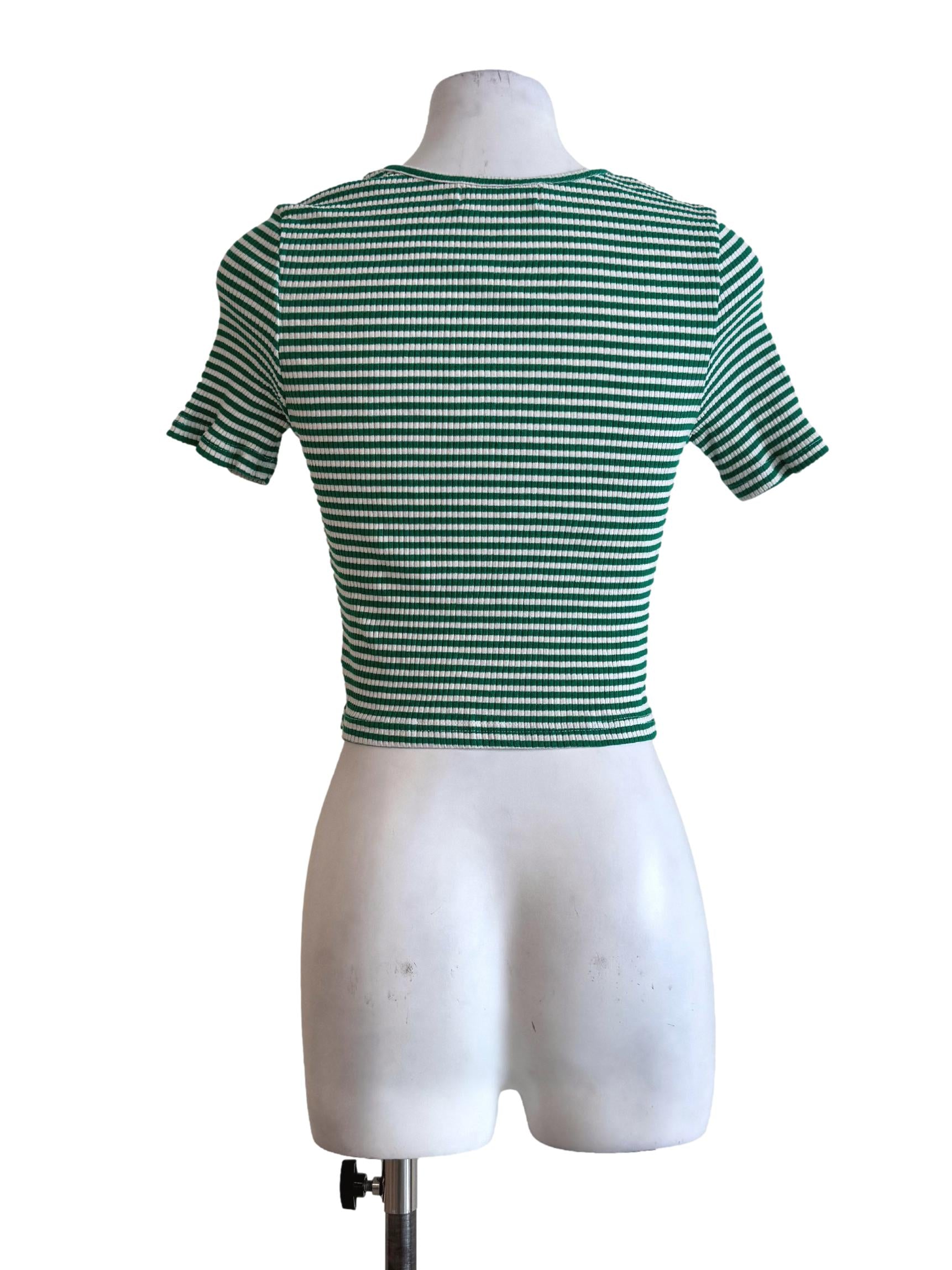 Christmas Green Stripes Round Neck Top
