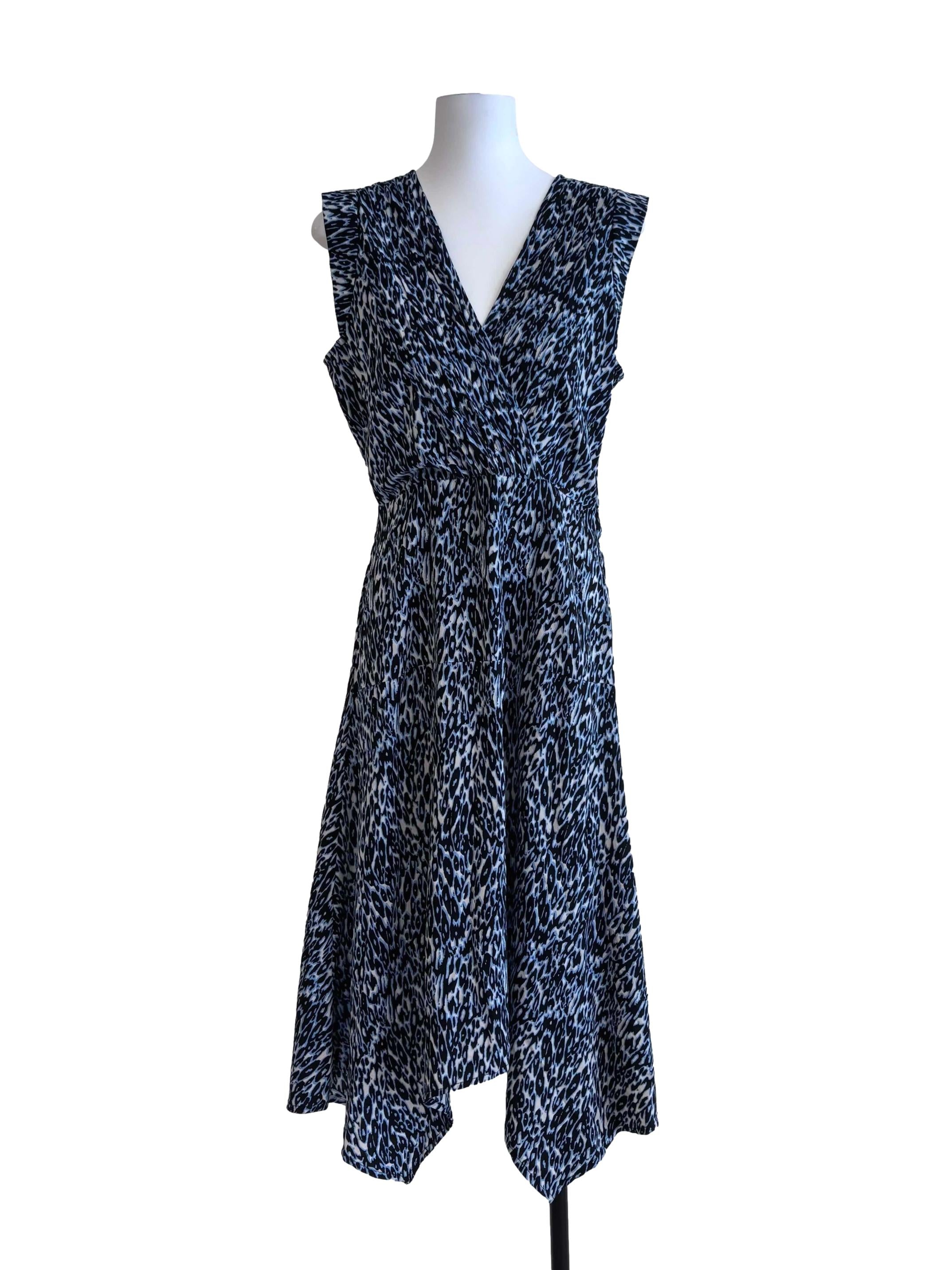 Blue And Black Leopard Print Dress