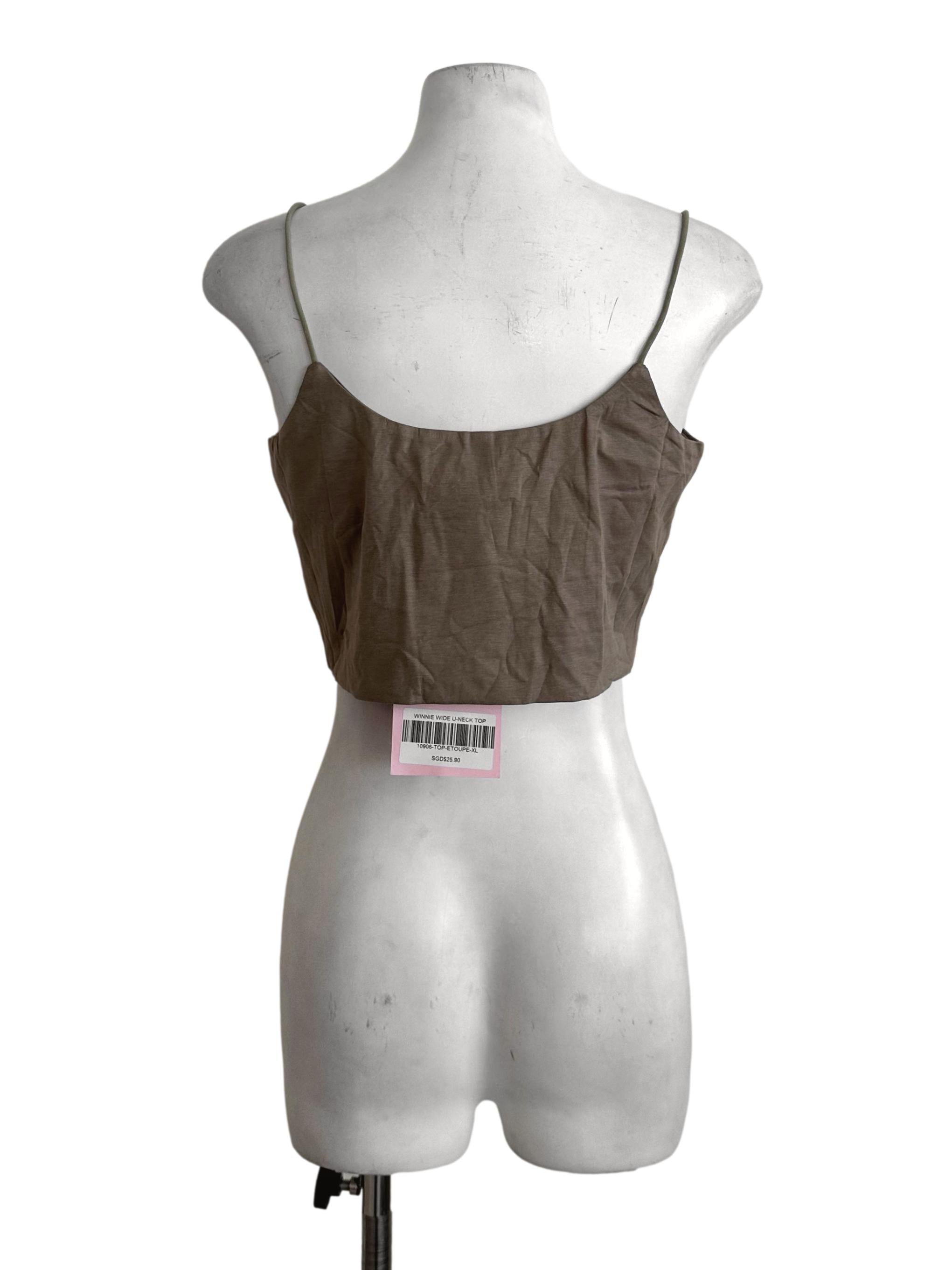 Hazel Brown Scoop Neckline Crop Top