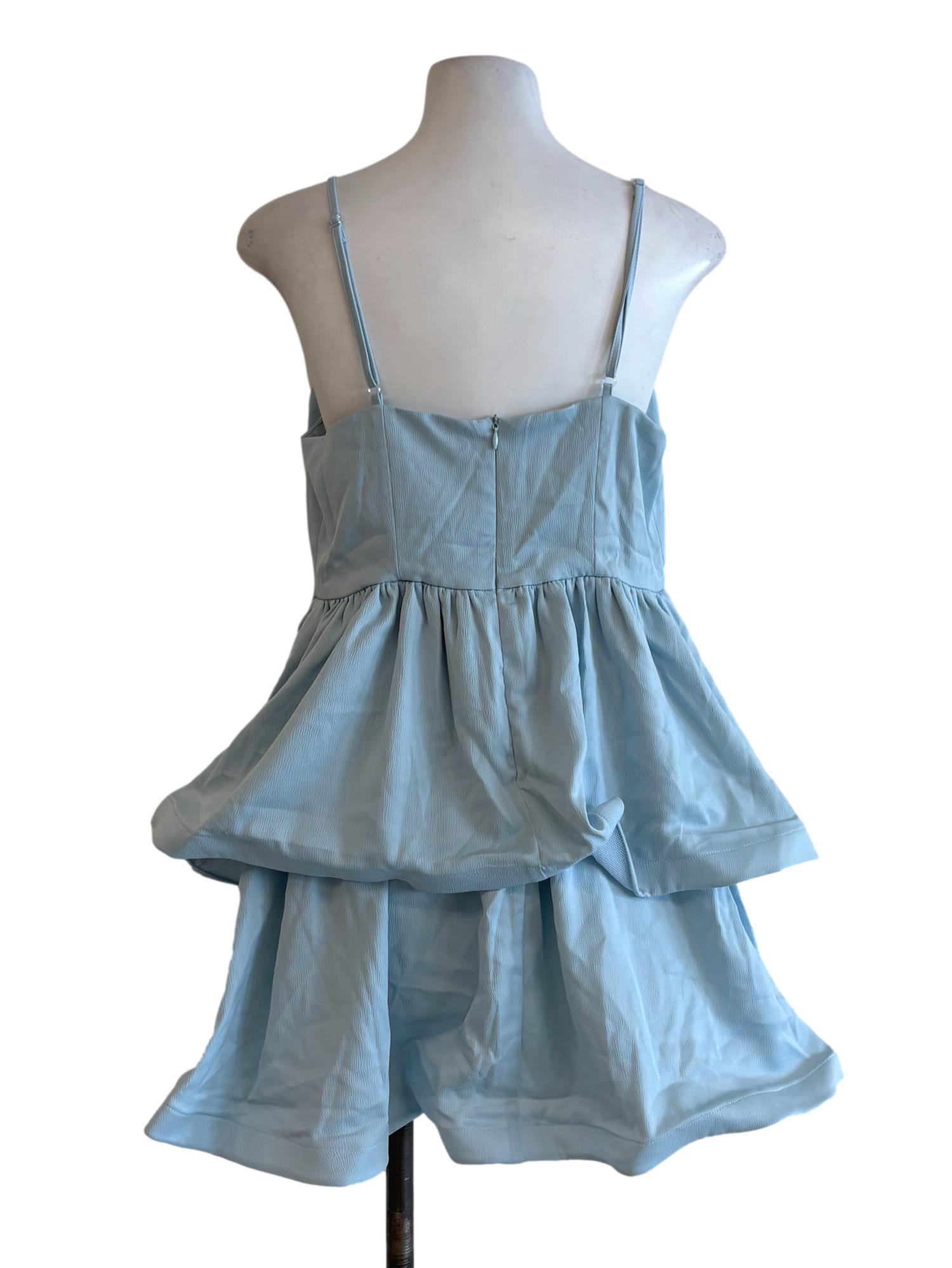 Baby Blue Layered Flare Dress
