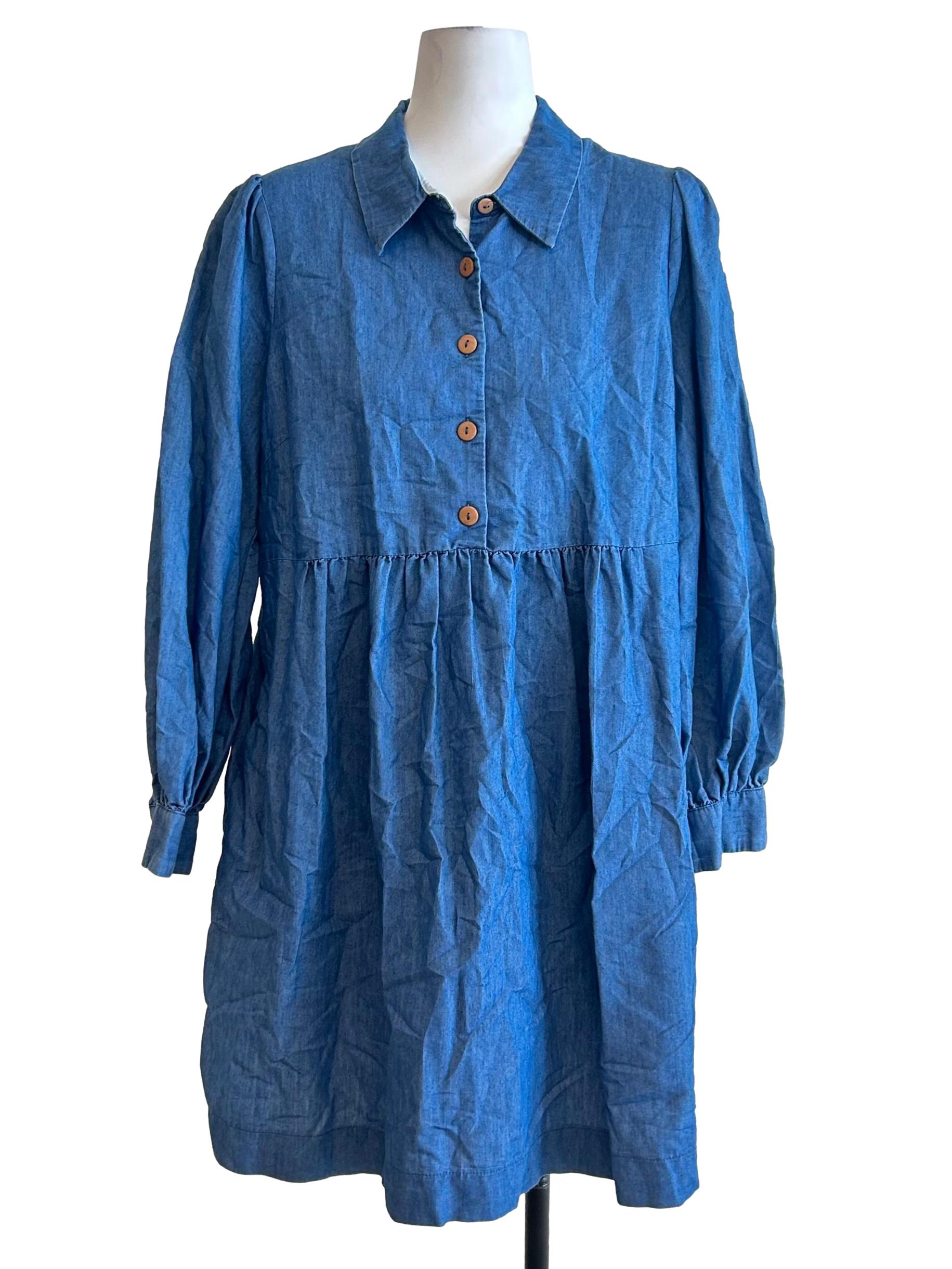 Blue Denim Smock Mini Dress