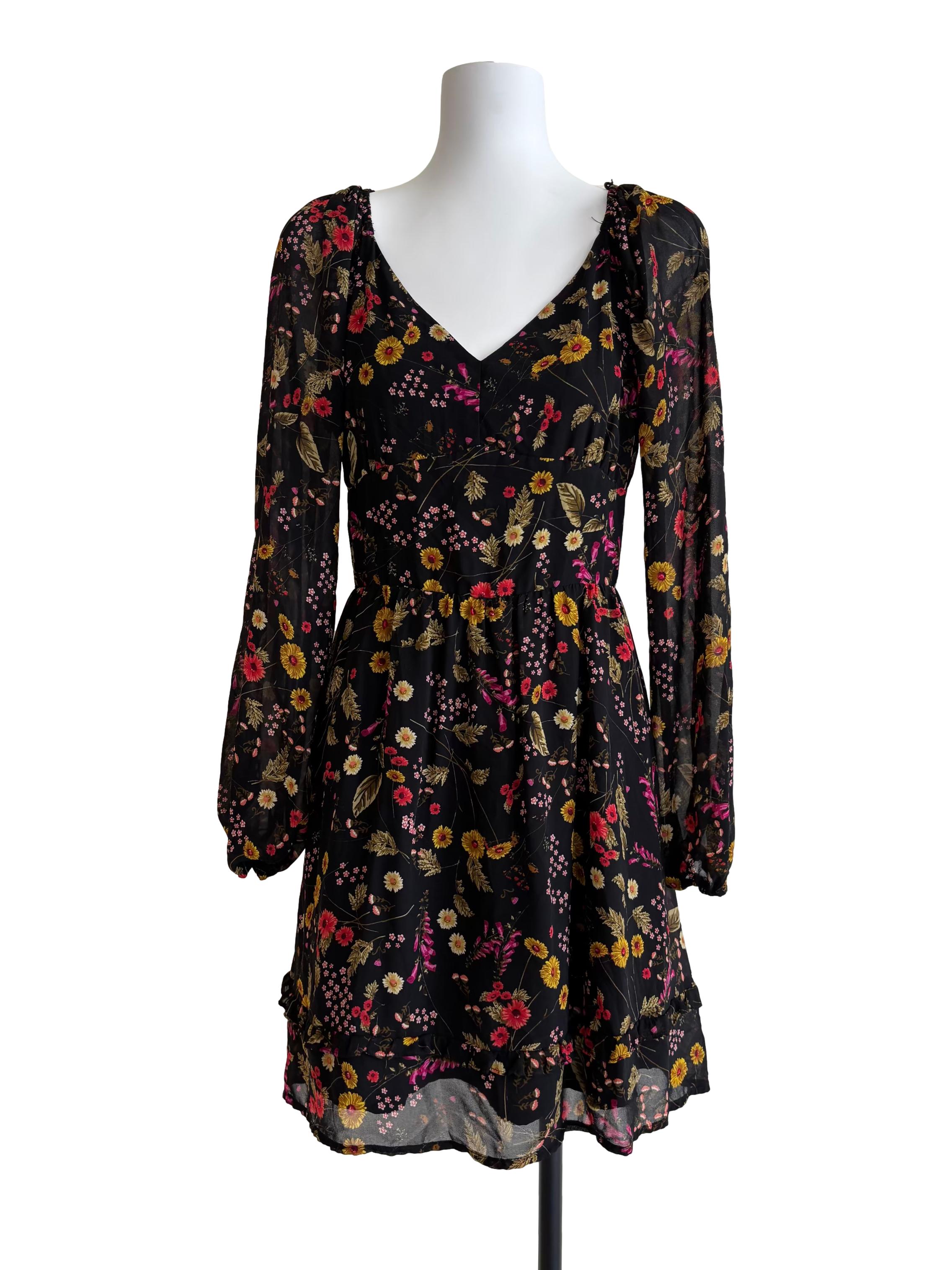 Onyx Black Yellow Floral Dress
