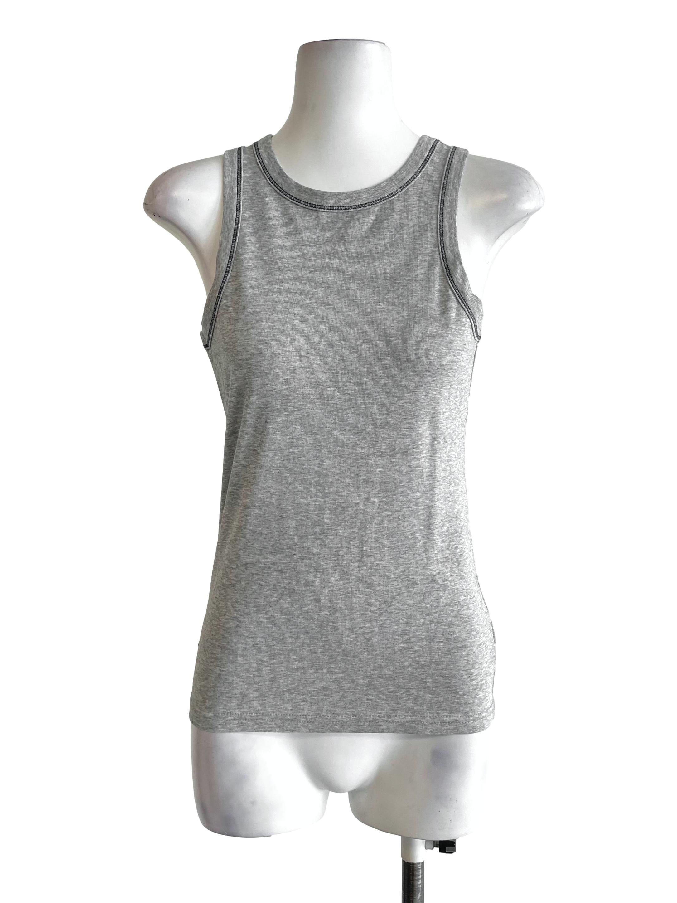 Warm Grey Contrast Stitch Tank Top