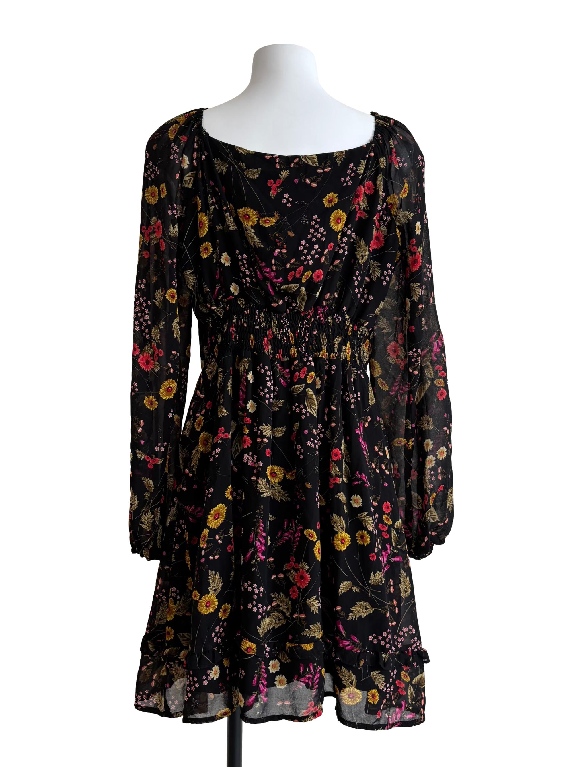 Onyx Black Yellow Floral Dress