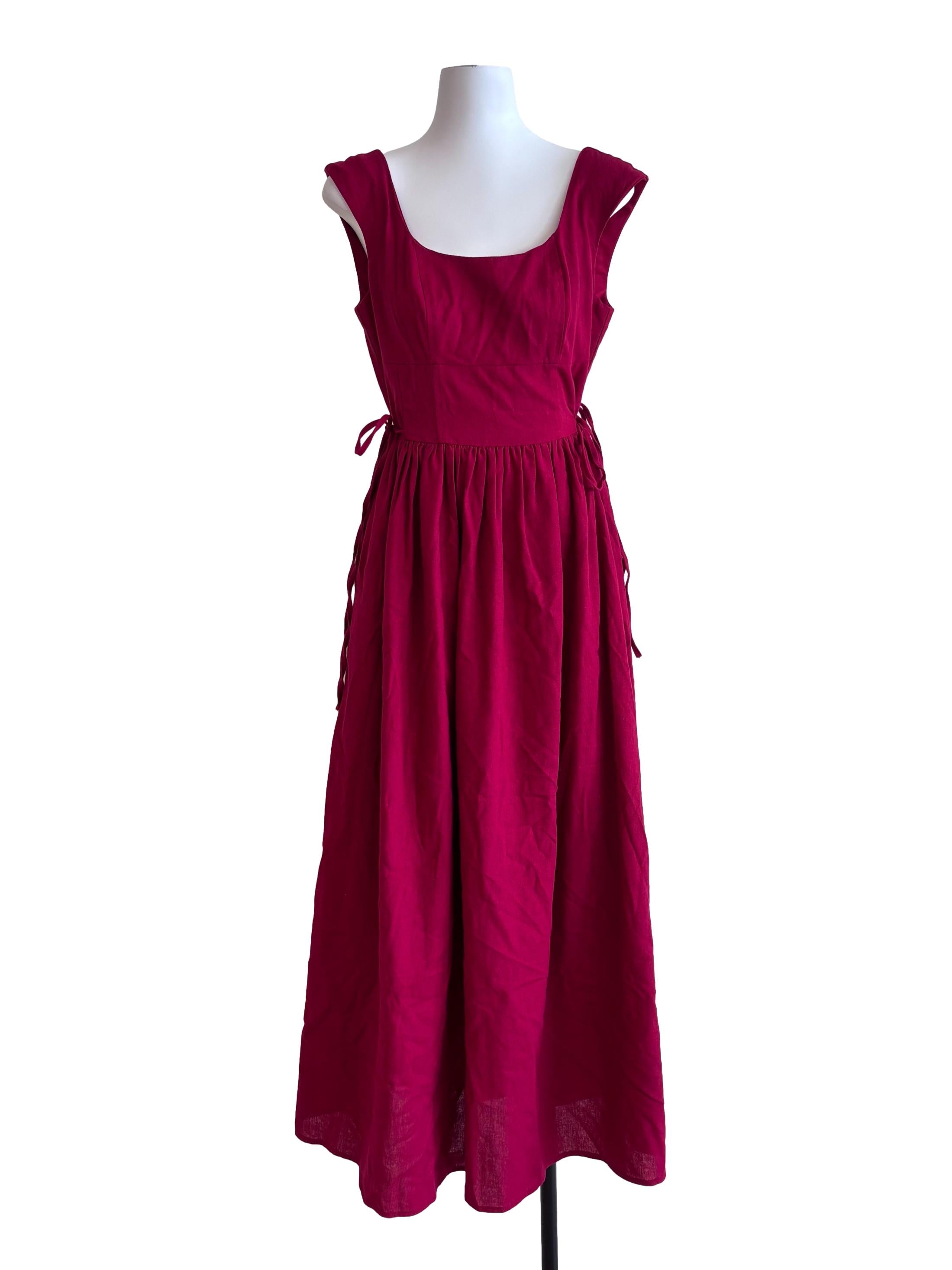 Maroon Red Scoop Neck Dress